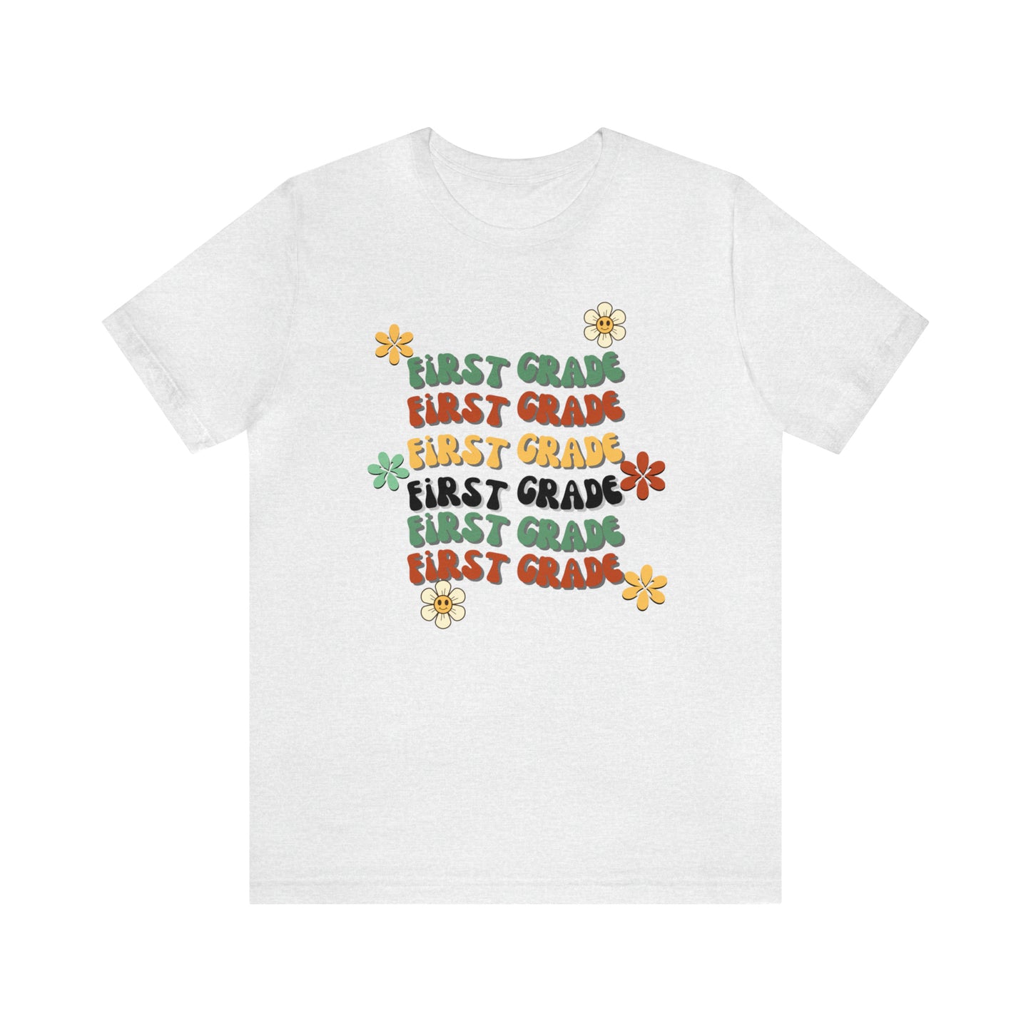 Groovy Flowers First Grade Teacher Tee