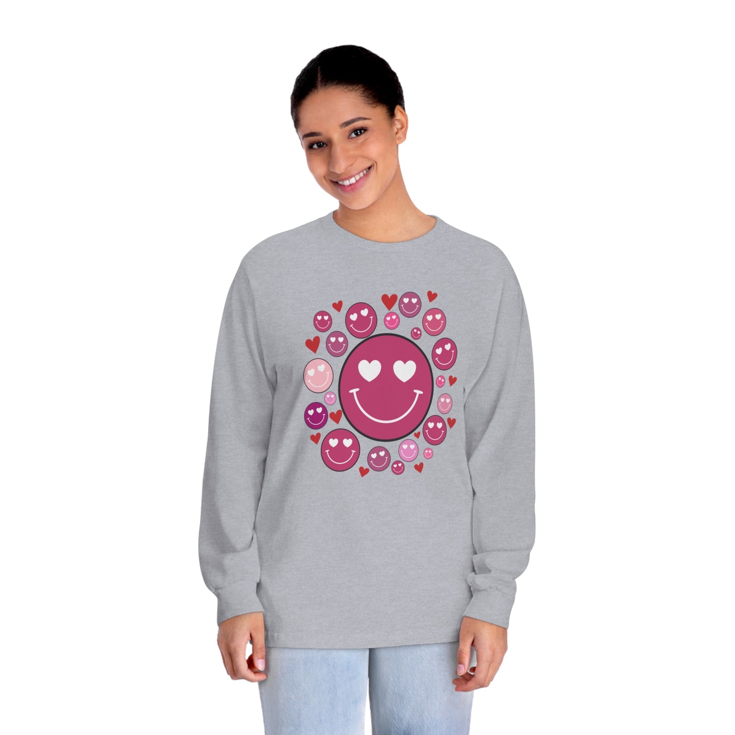 Heart Smiley Faces Long Sleeve T-Shirt