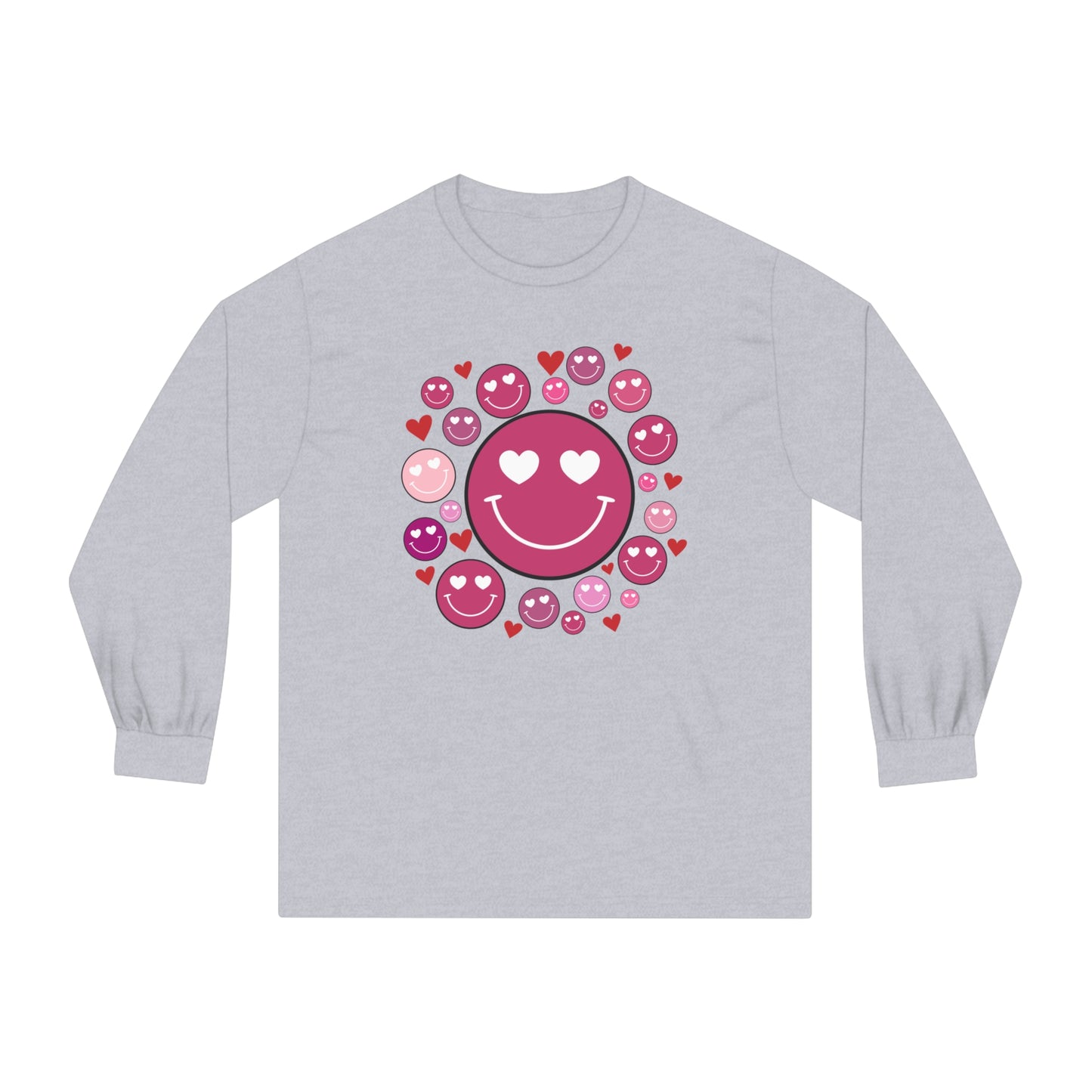 Heart Smiley Faces Long Sleeve T-Shirt