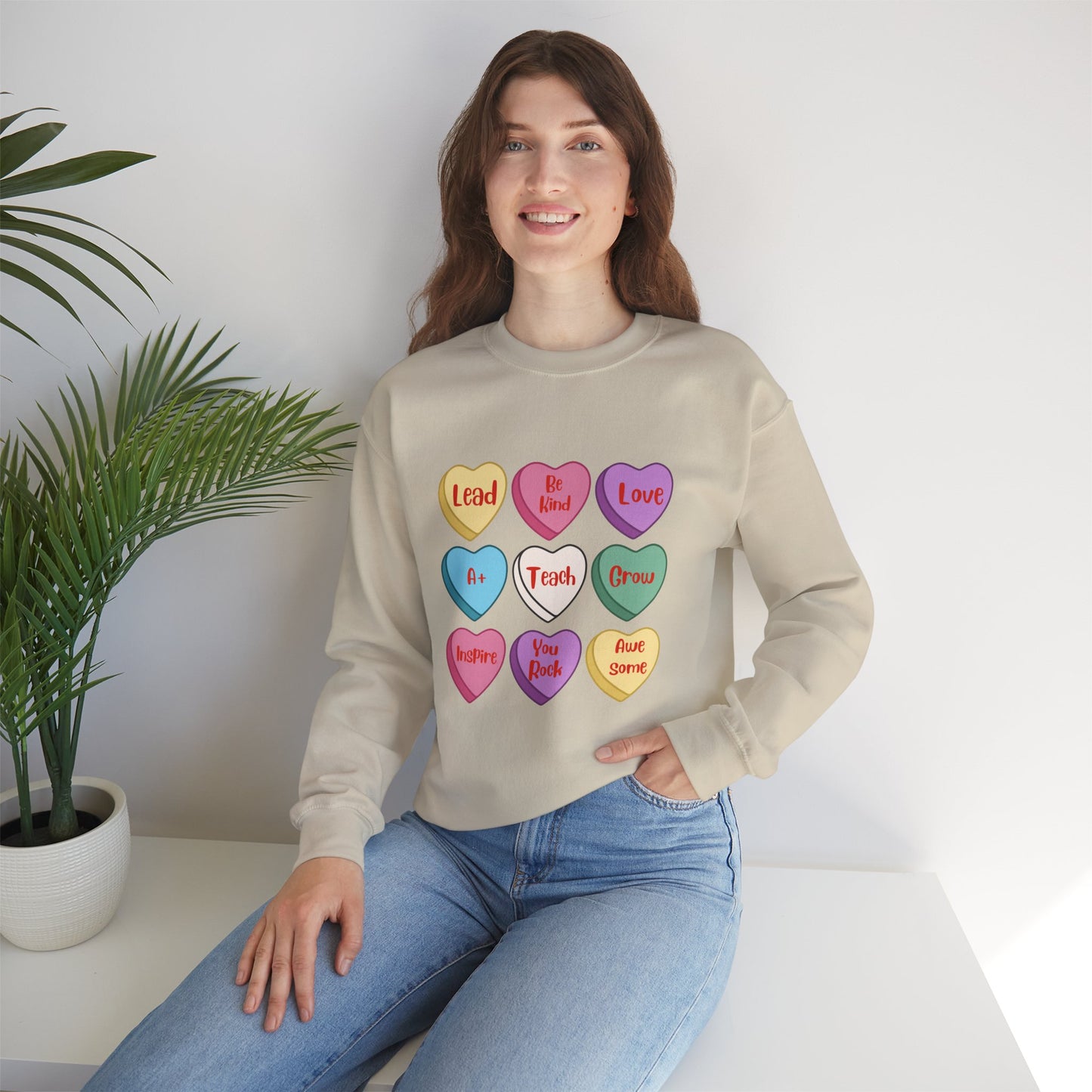 Teacher Conversation Hearts Crewneck Sweatshirt