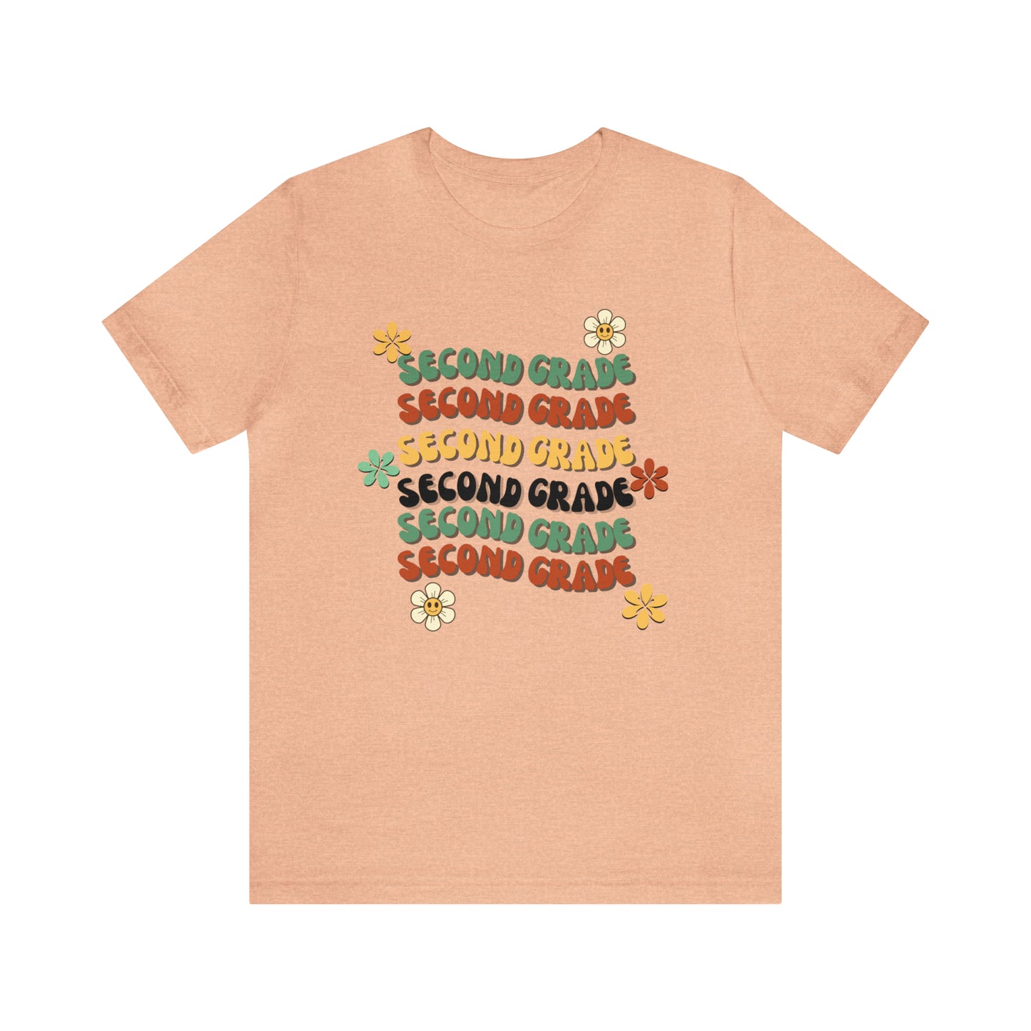 Groovy Flowers Second Grade Teacher Tee