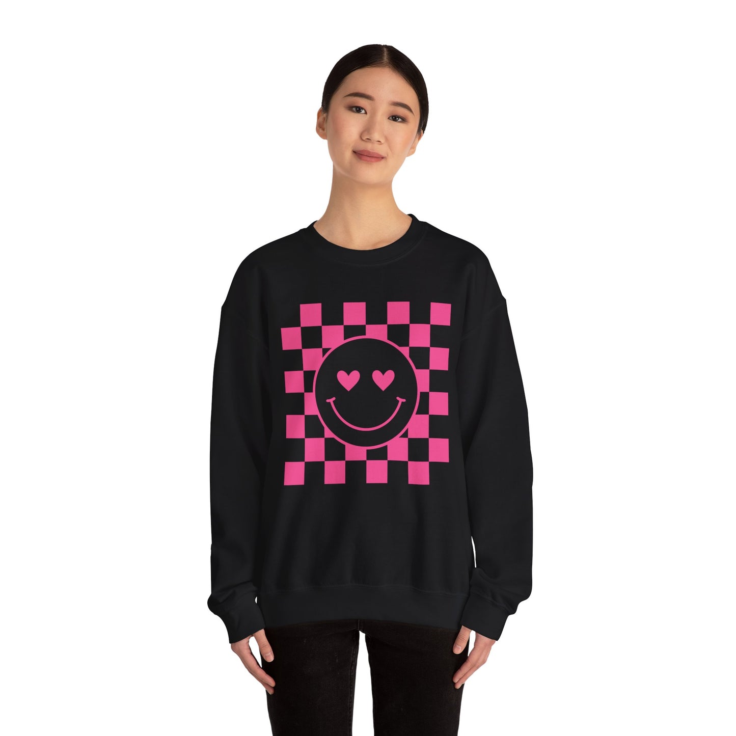 Checkered Hearts Crewneck Sweatshirt