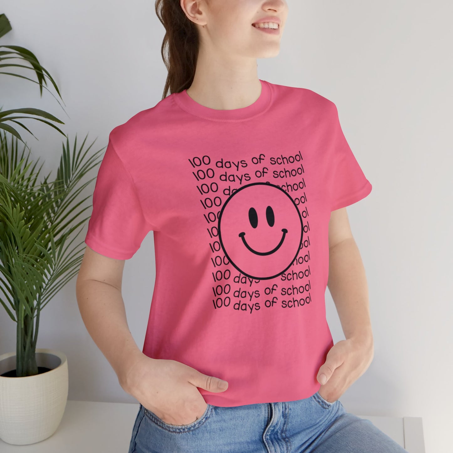 Smiley Face 100 Days of School Short Sleeve Tee