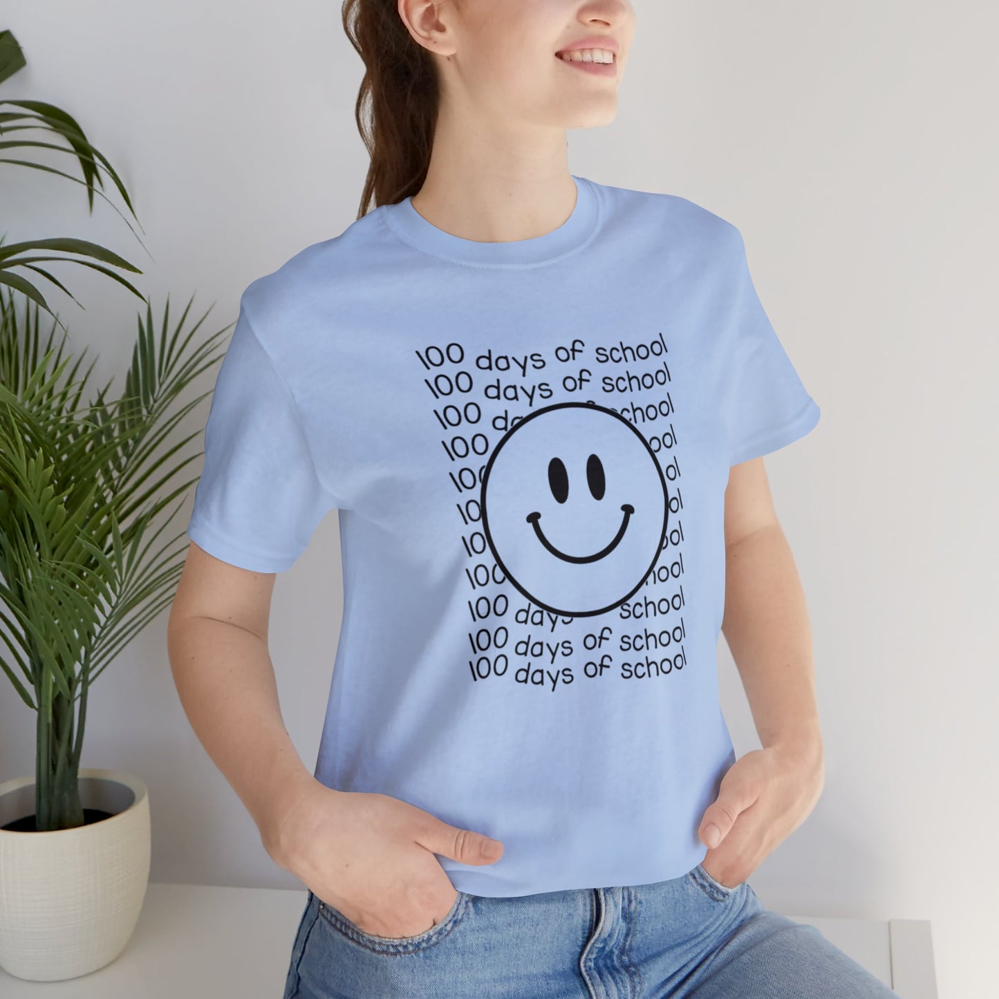 Smiley Face 100 Days of School Short Sleeve Tee