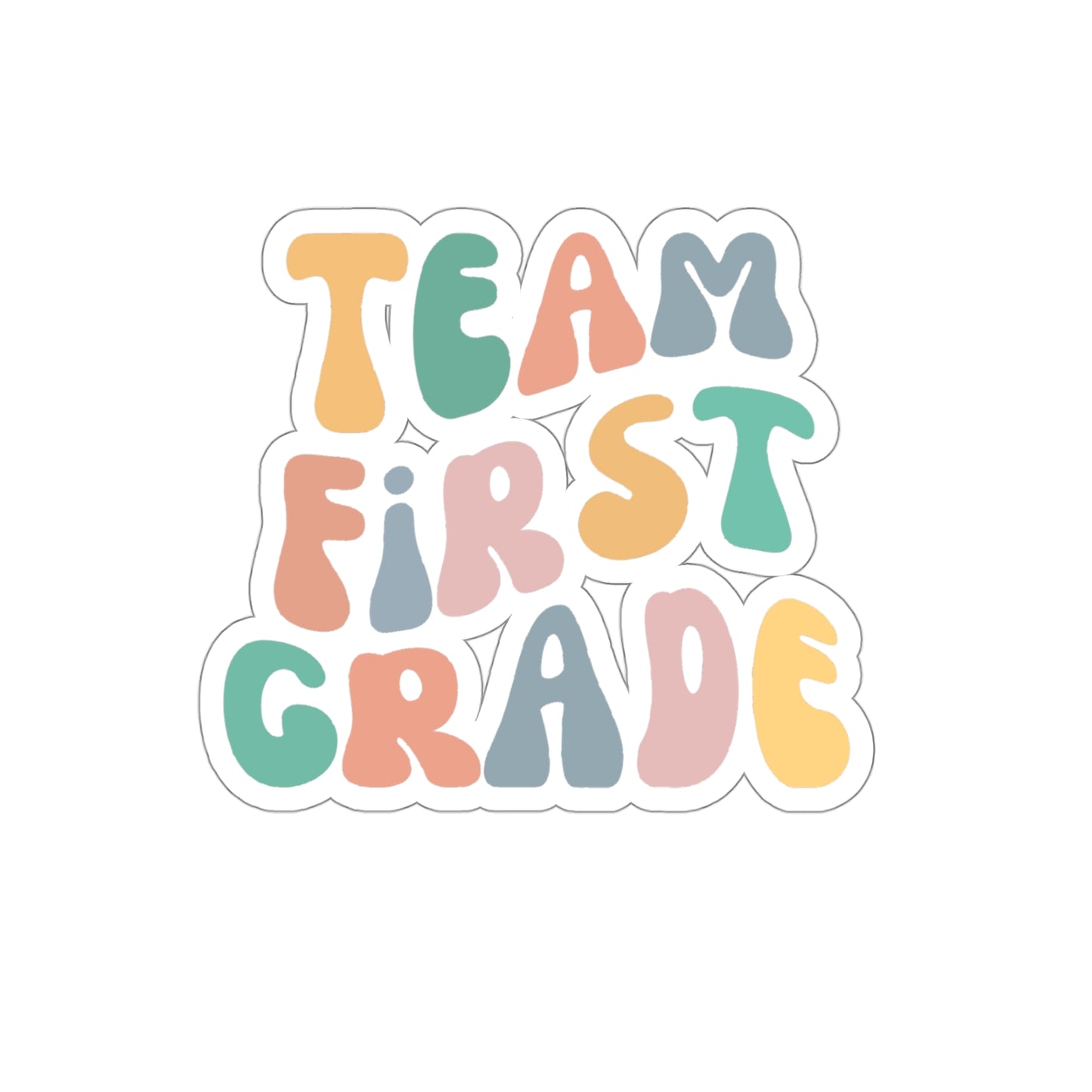 Cool Retro Team First Grade Sticker