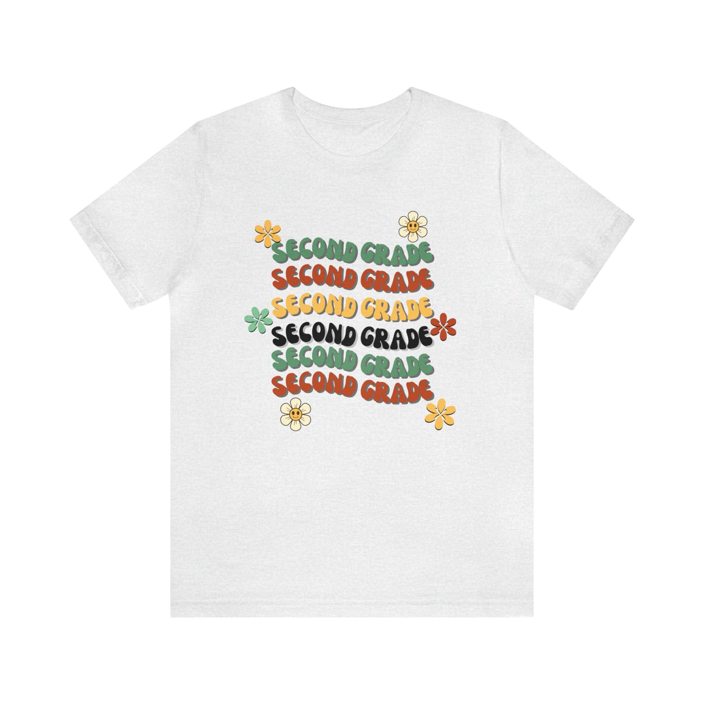 Groovy Flowers Second Grade Teacher Tee