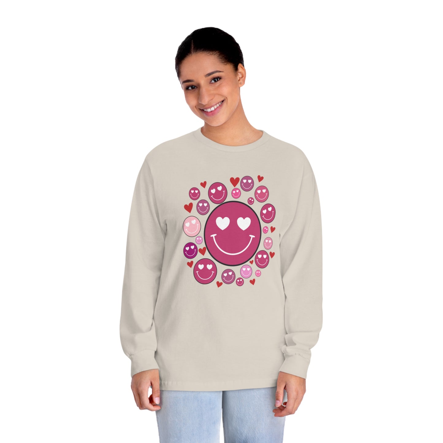 Heart Smiley Faces Long Sleeve T-Shirt