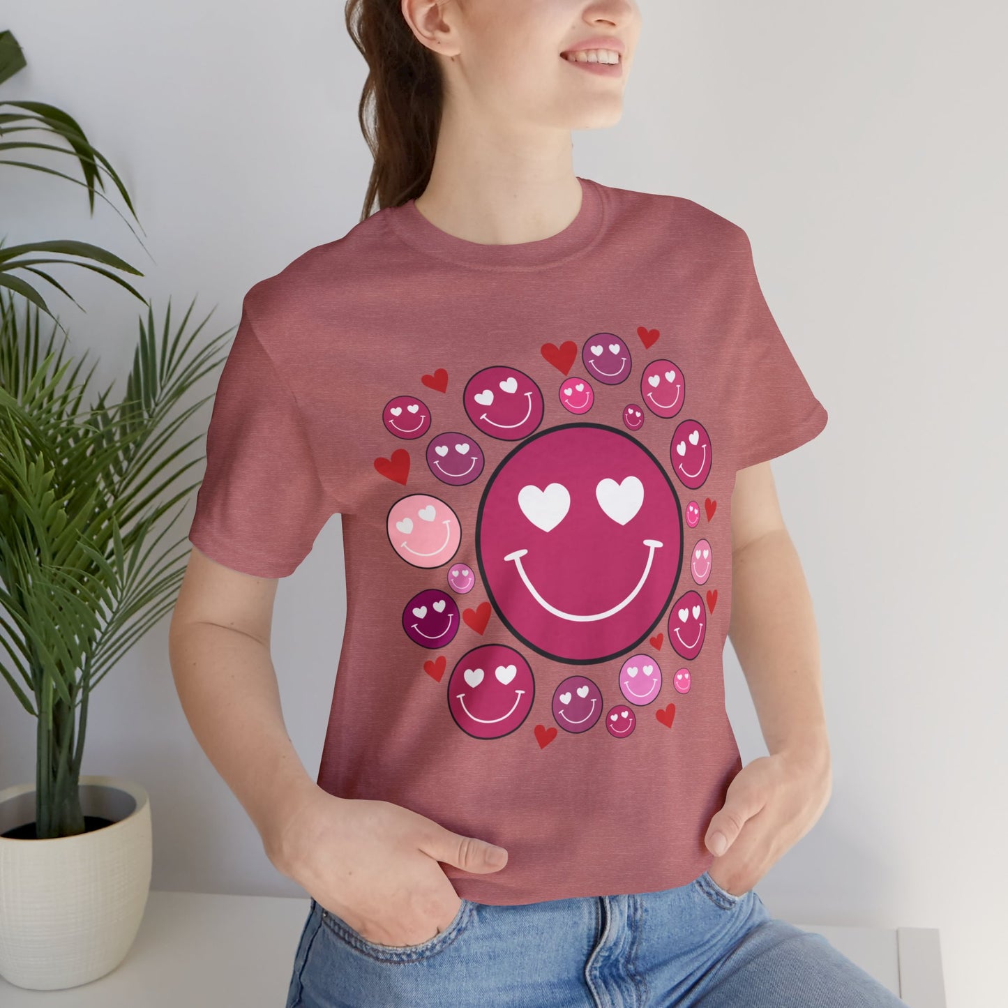 Heart Smiley Faces Short Sleeve Tee