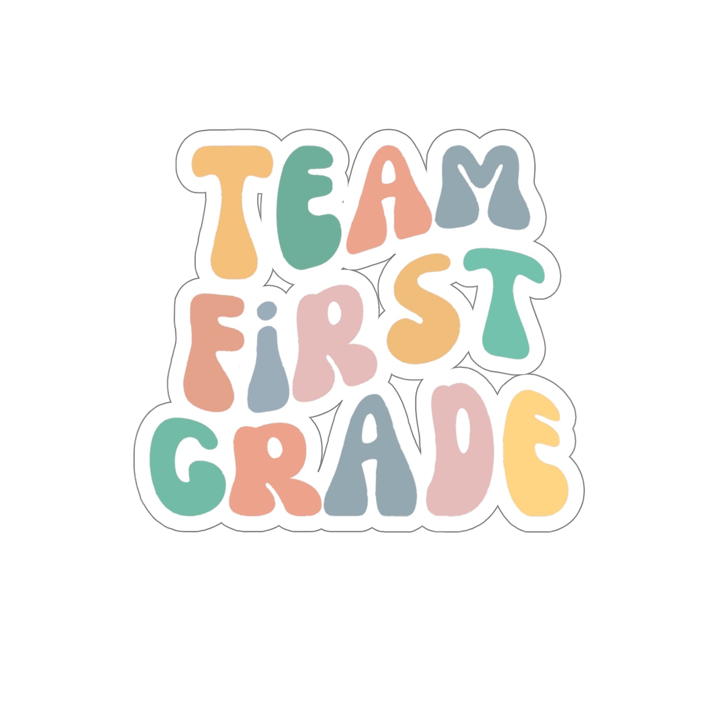 Cool Retro Team First Grade Sticker