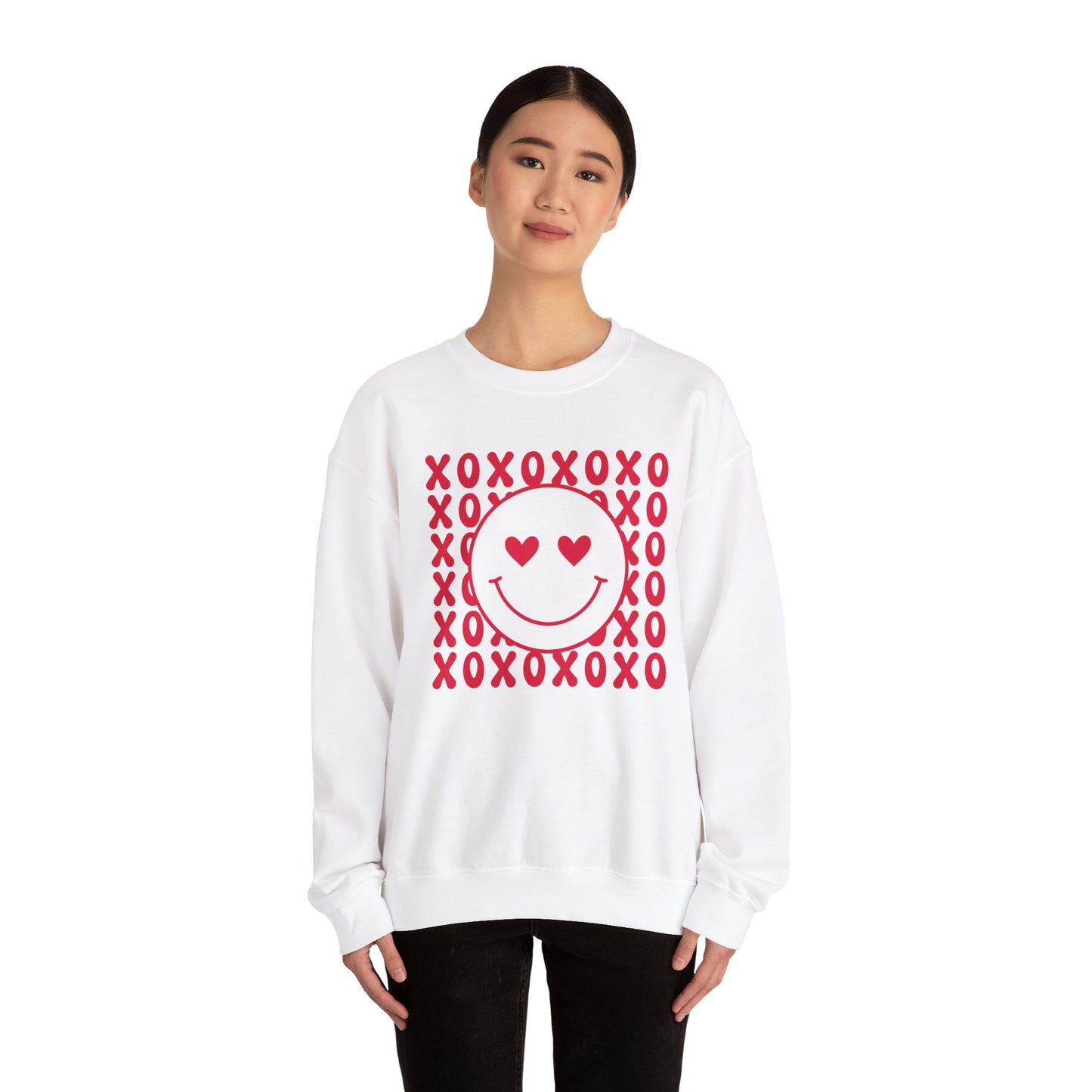 XOXO Heart Eyes Smiley Face Crewneck Sweatshirt