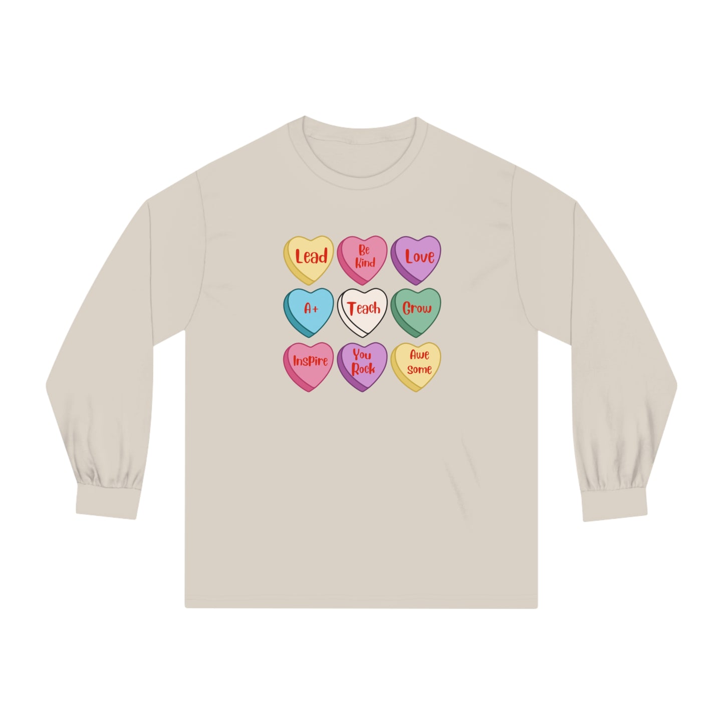 Teacher Conversation Hearts Long Sleeve T-Shirt