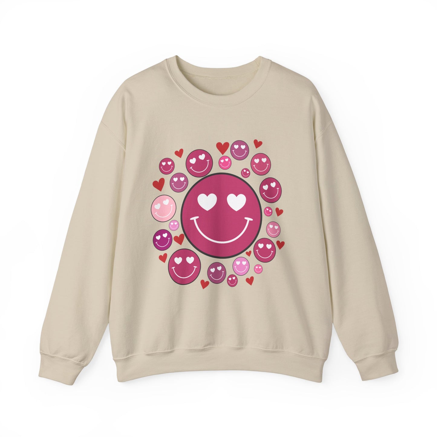 Heart Smiley Faces Crewneck Sweatshirt