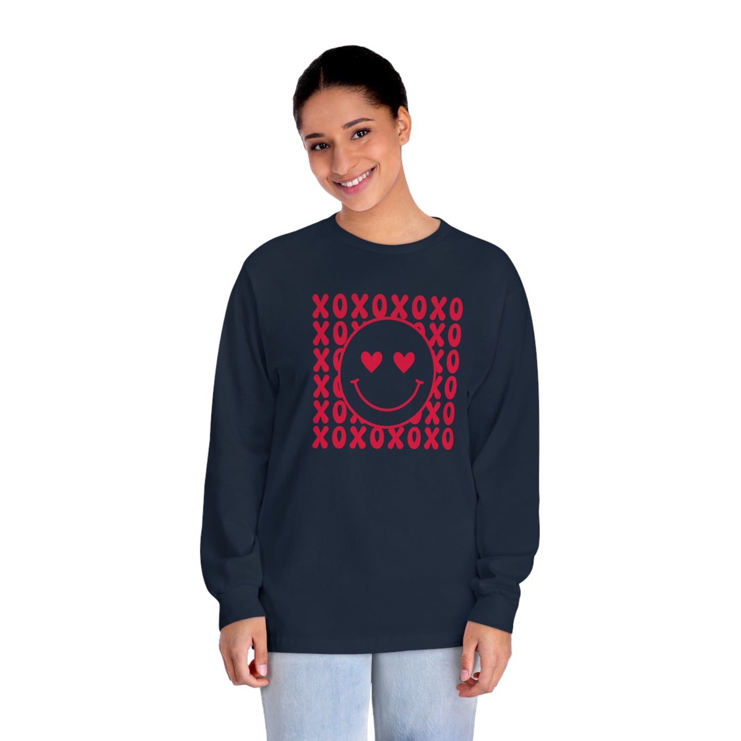 XOXO Heart Eyes Smiley Face Long Sleeve T-Shirt