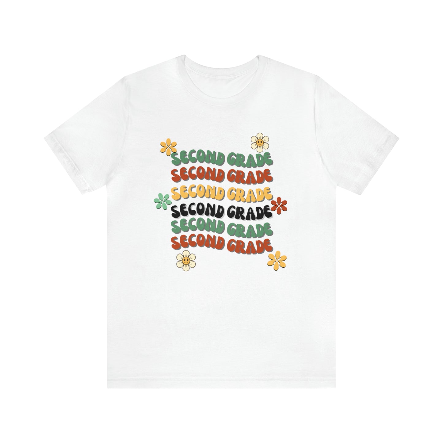 Groovy Flowers Second Grade Teacher Tee