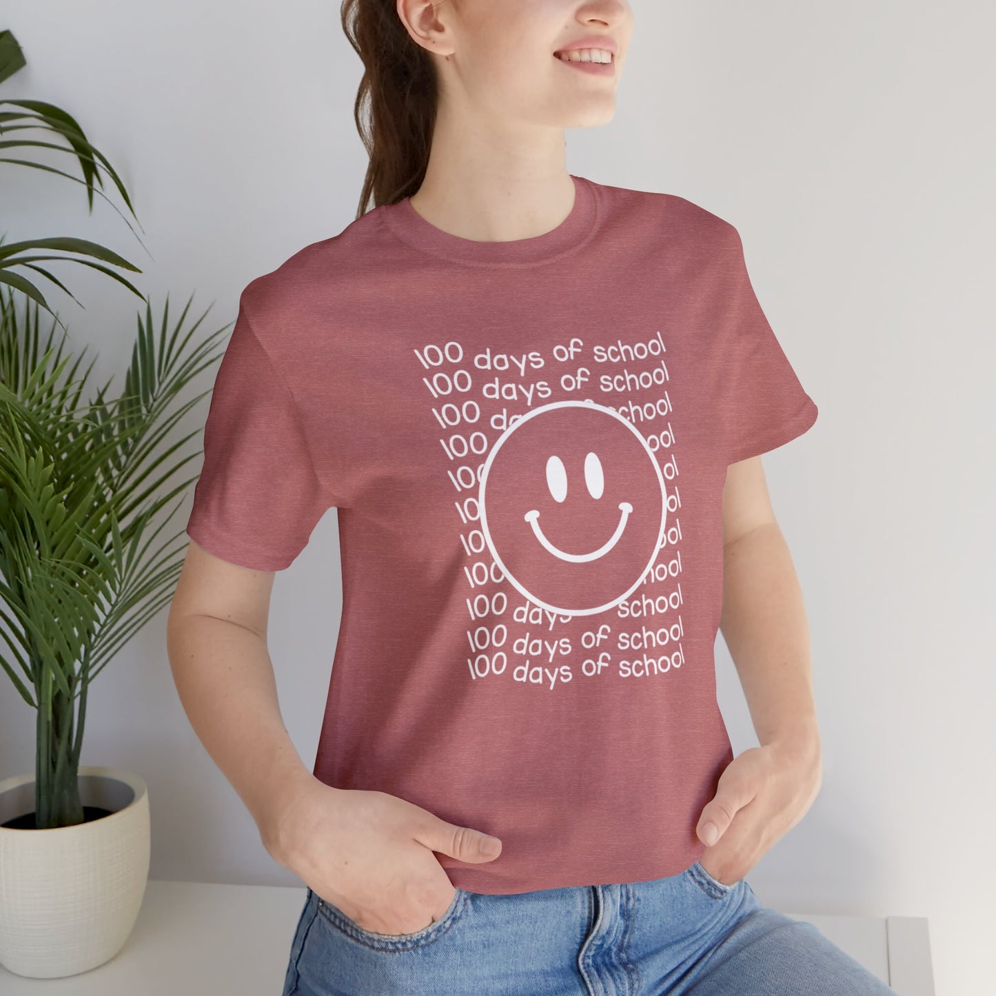 Smiley Face 100 Days of School Short Sleeve Tee