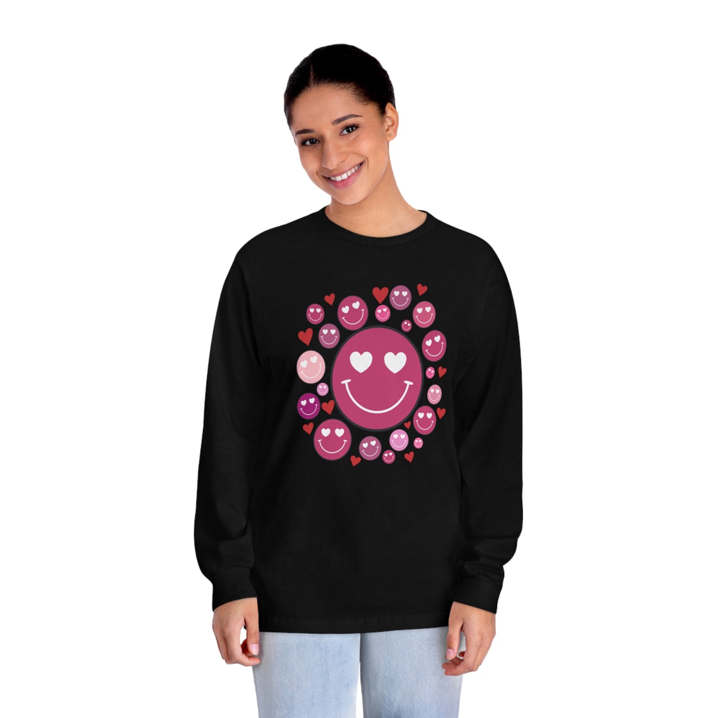 Heart Smiley Faces Long Sleeve T-Shirt