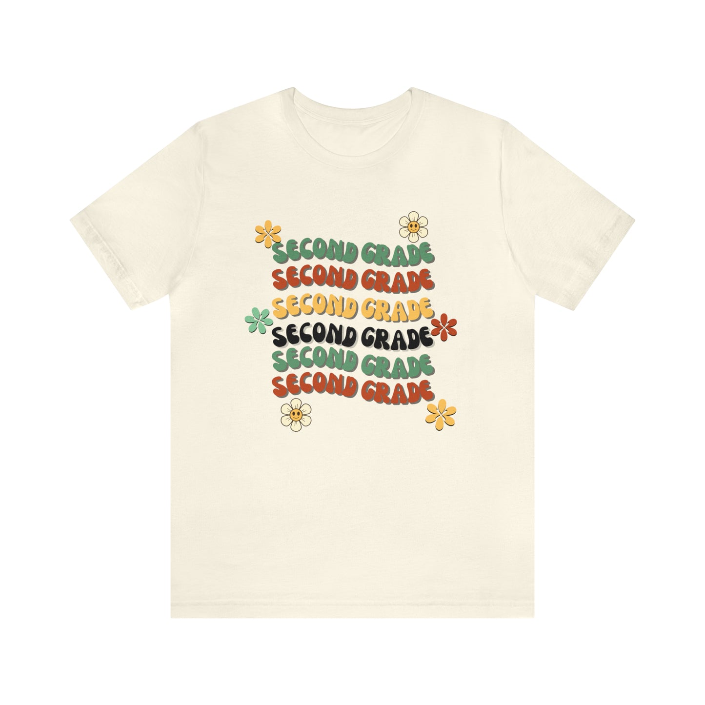 Groovy Flowers Second Grade Teacher Tee