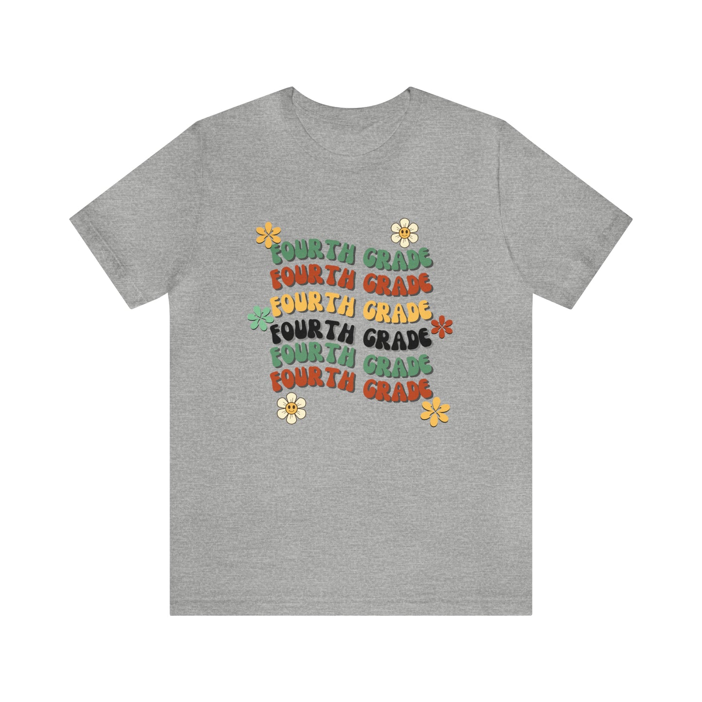 Groovy Flowers Fourth Grade Teacher Tee