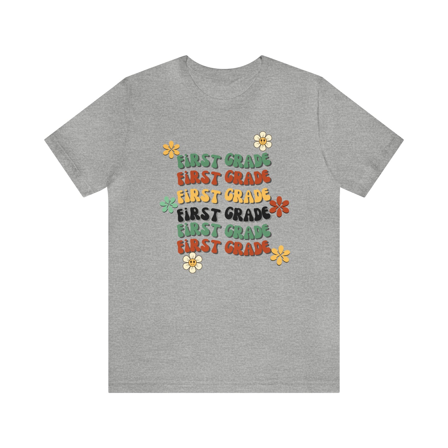 Groovy Flowers First Grade Teacher Tee