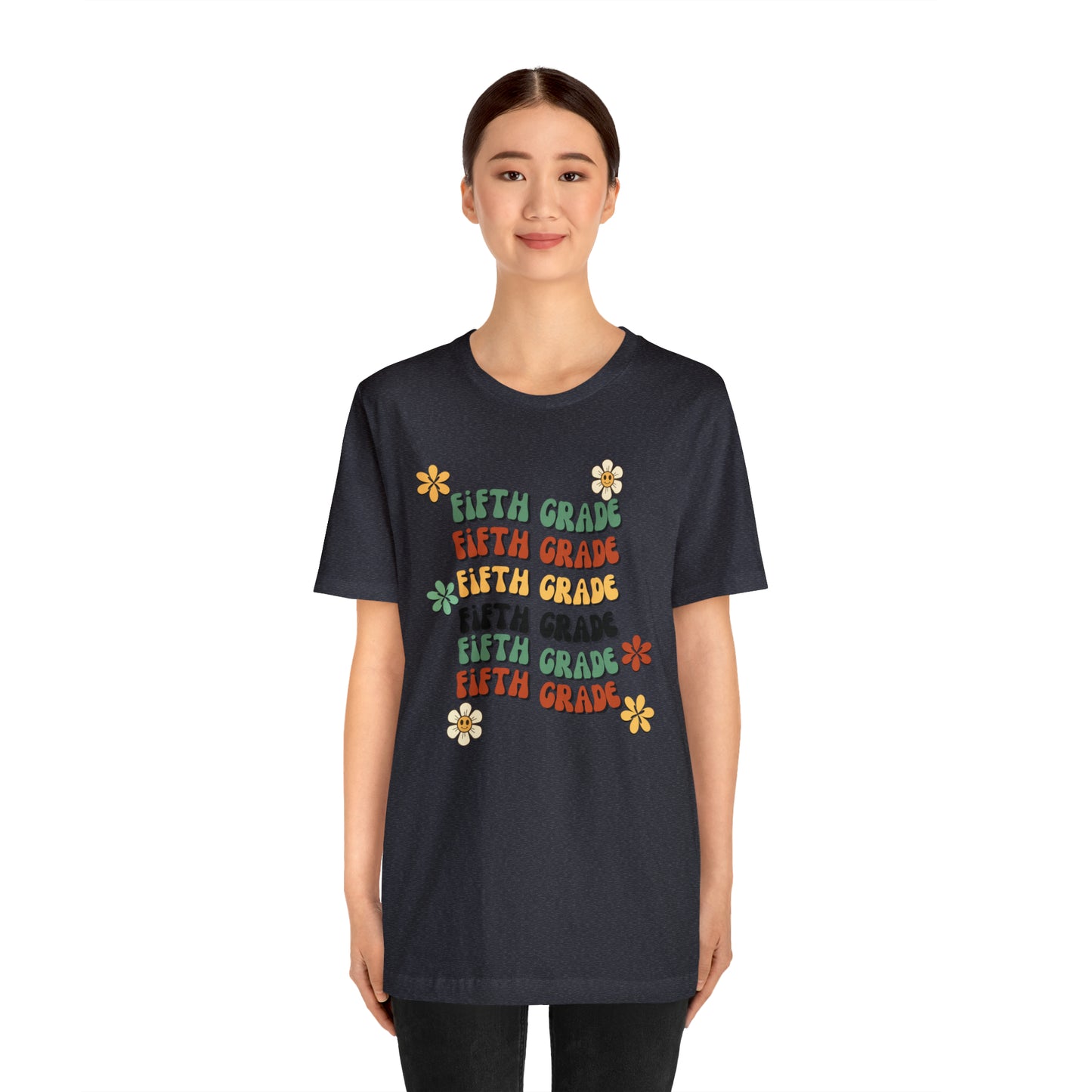 Groovy Flowers Fifth Grade Teacher Tee