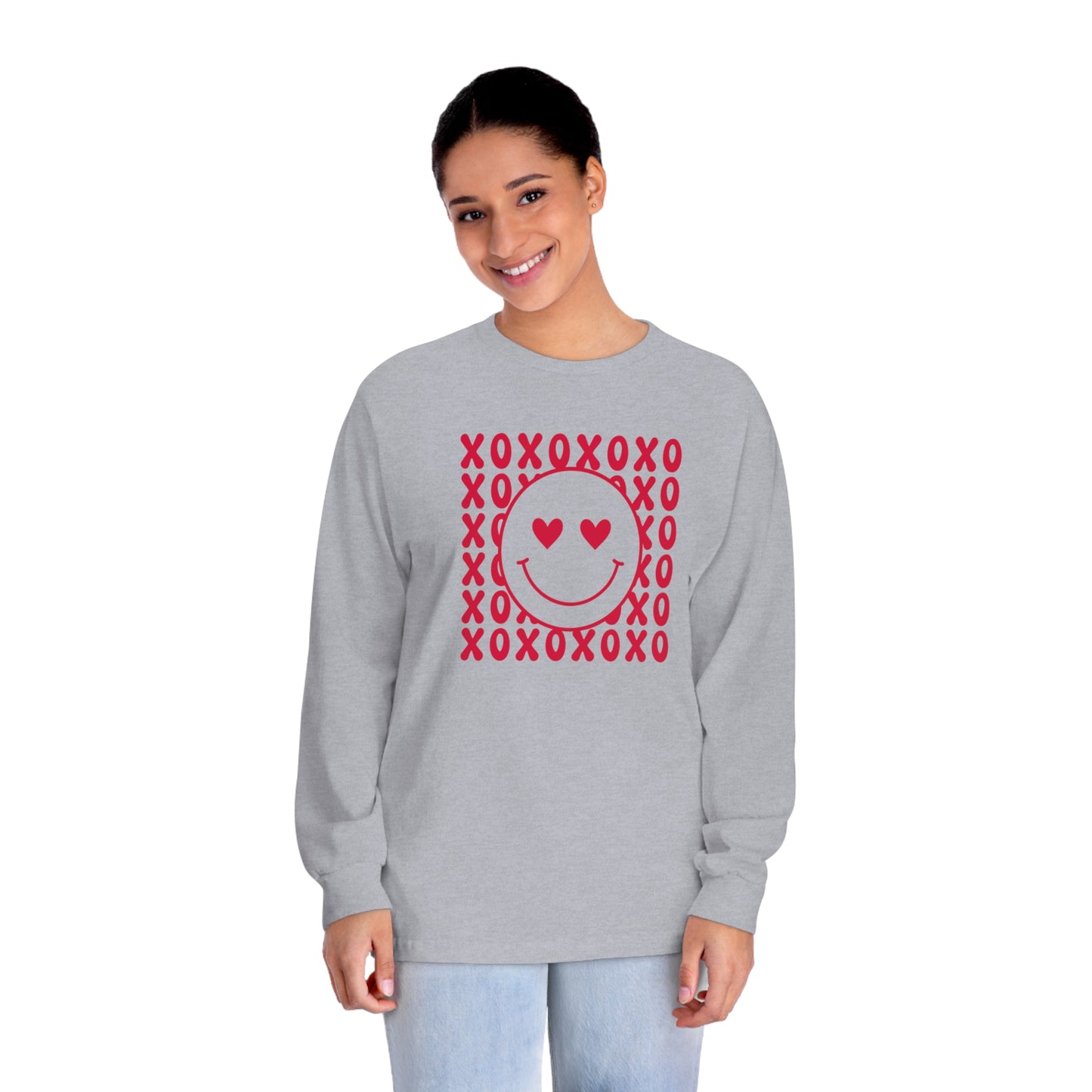 XOXO Heart Eyes Smiley Face Long Sleeve T-Shirt