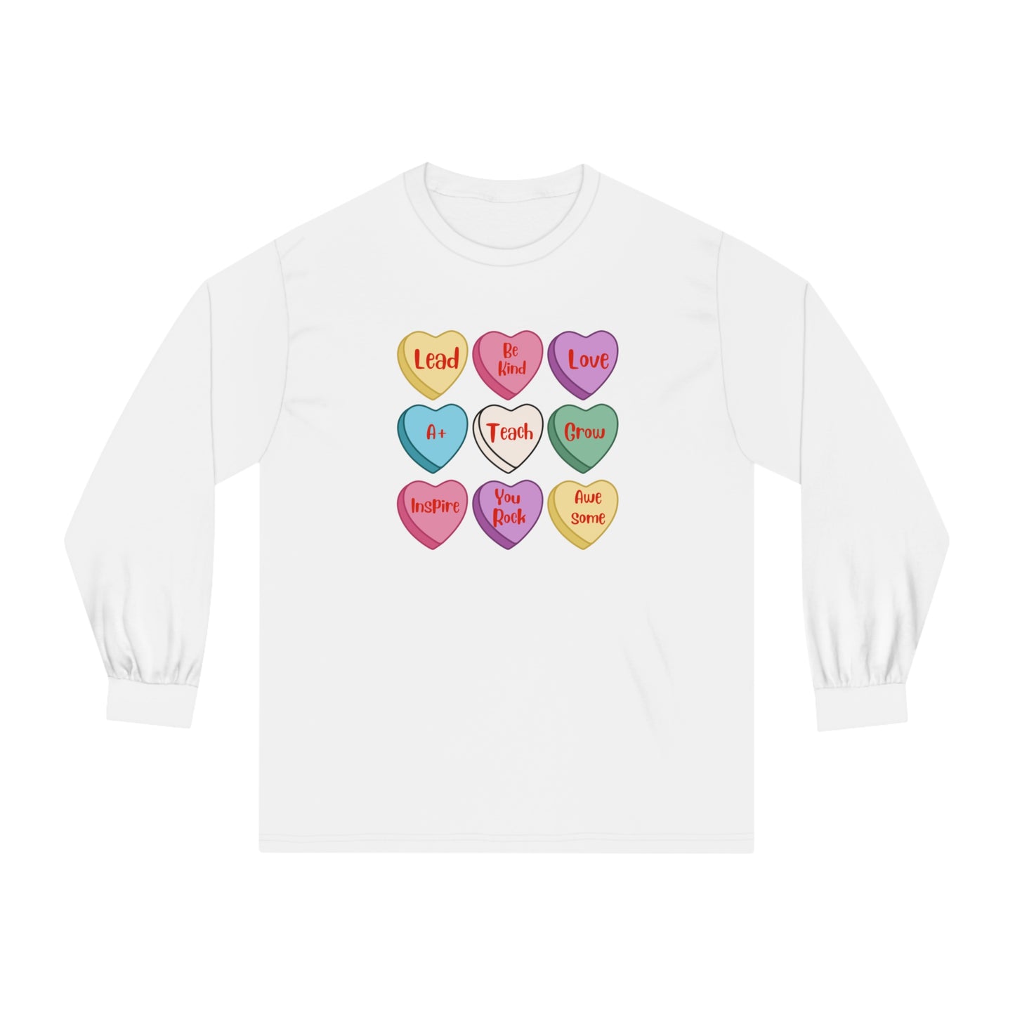 Teacher Conversation Hearts Long Sleeve T-Shirt