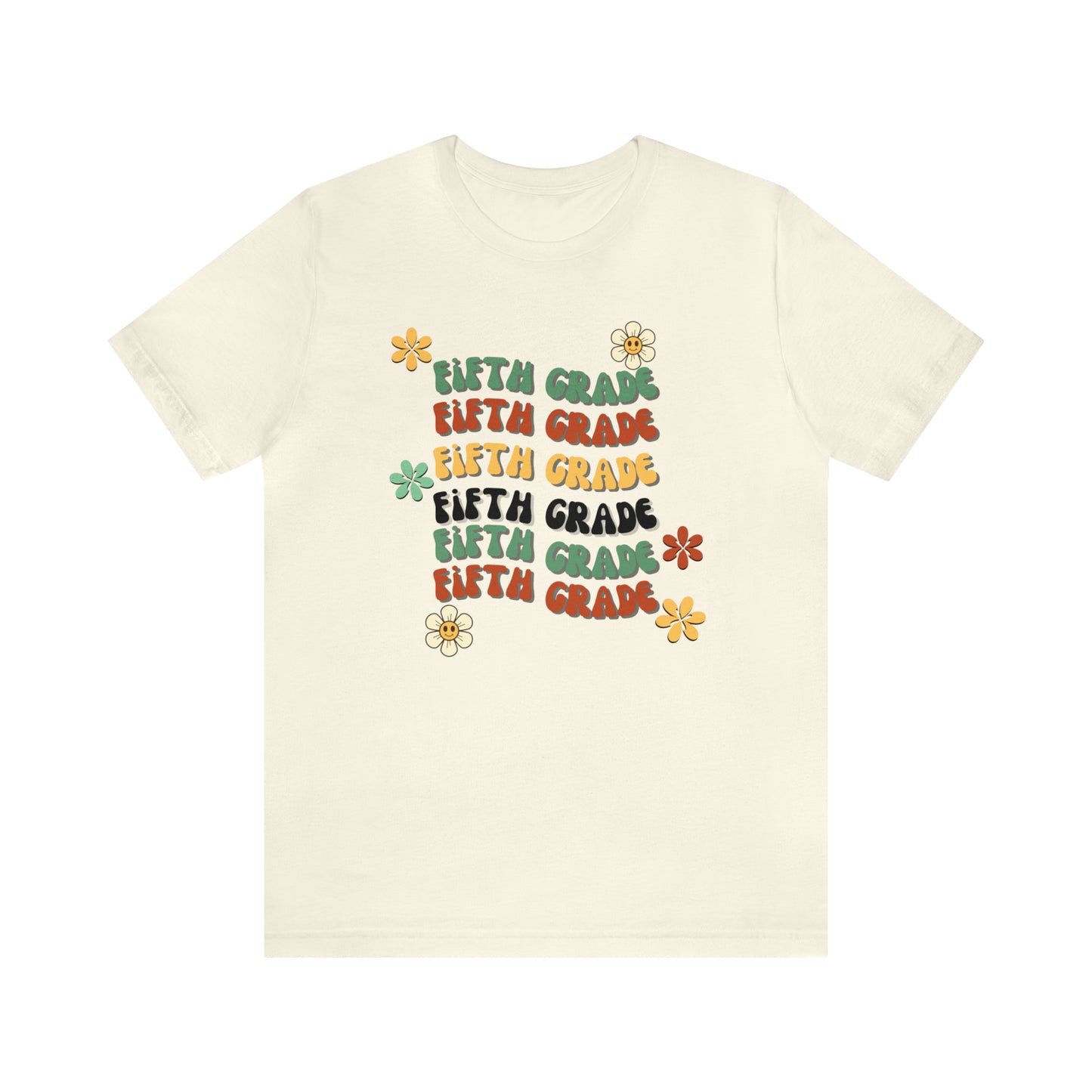 Groovy Flowers Fifth Grade Teacher Tee