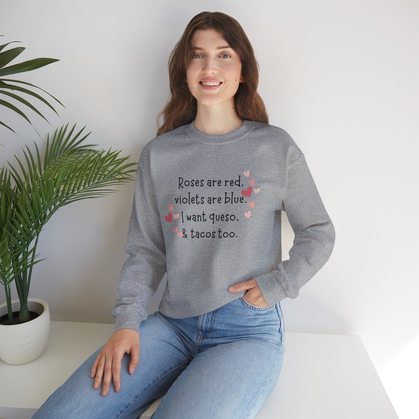 Valentine's Day Queso & Tacos Crewneck Sweatshirt