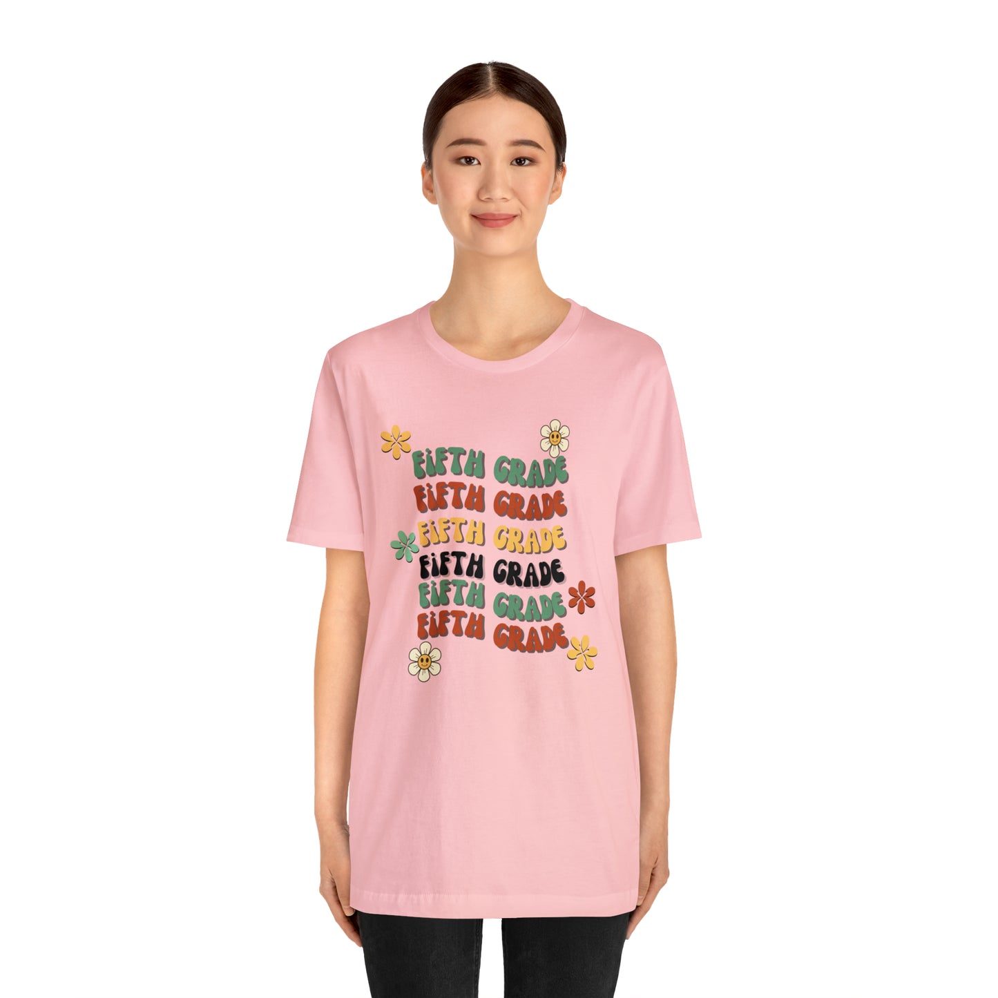 Groovy Flowers Fifth Grade Teacher Tee