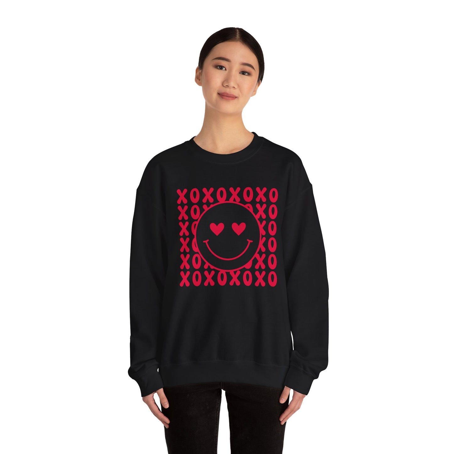 XOXO Heart Eyes Smiley Face Crewneck Sweatshirt