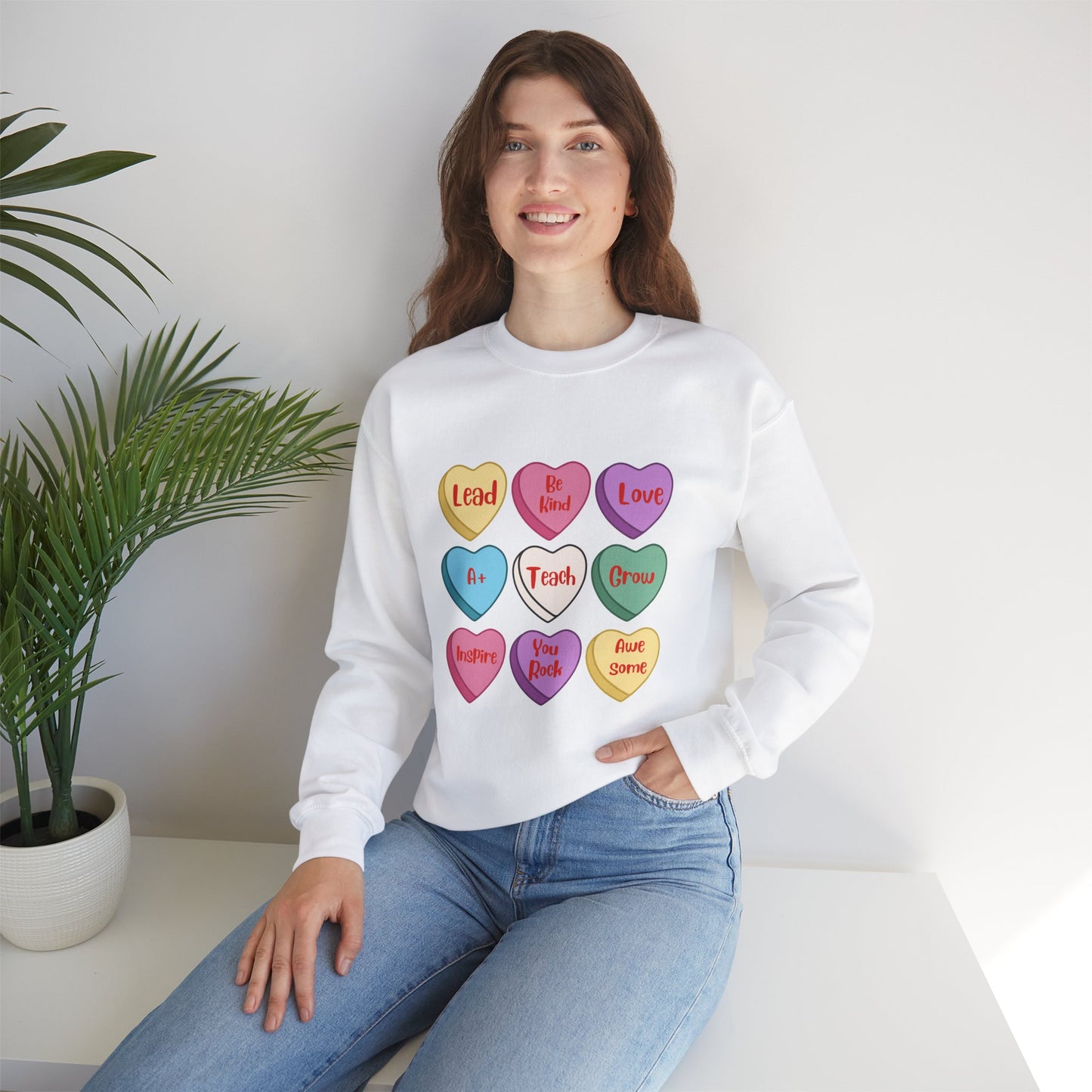 Teacher Conversation Hearts Crewneck Sweatshirt