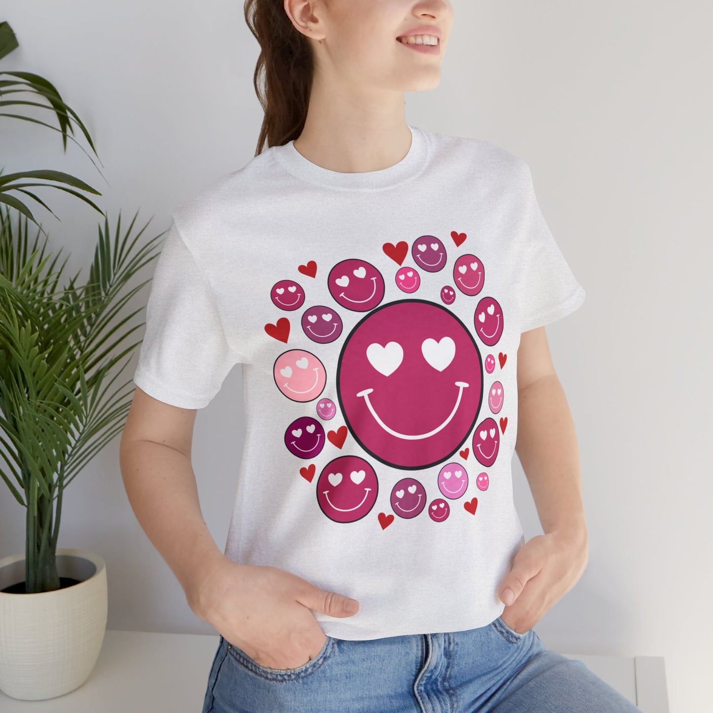 Heart Smiley Faces Short Sleeve Tee