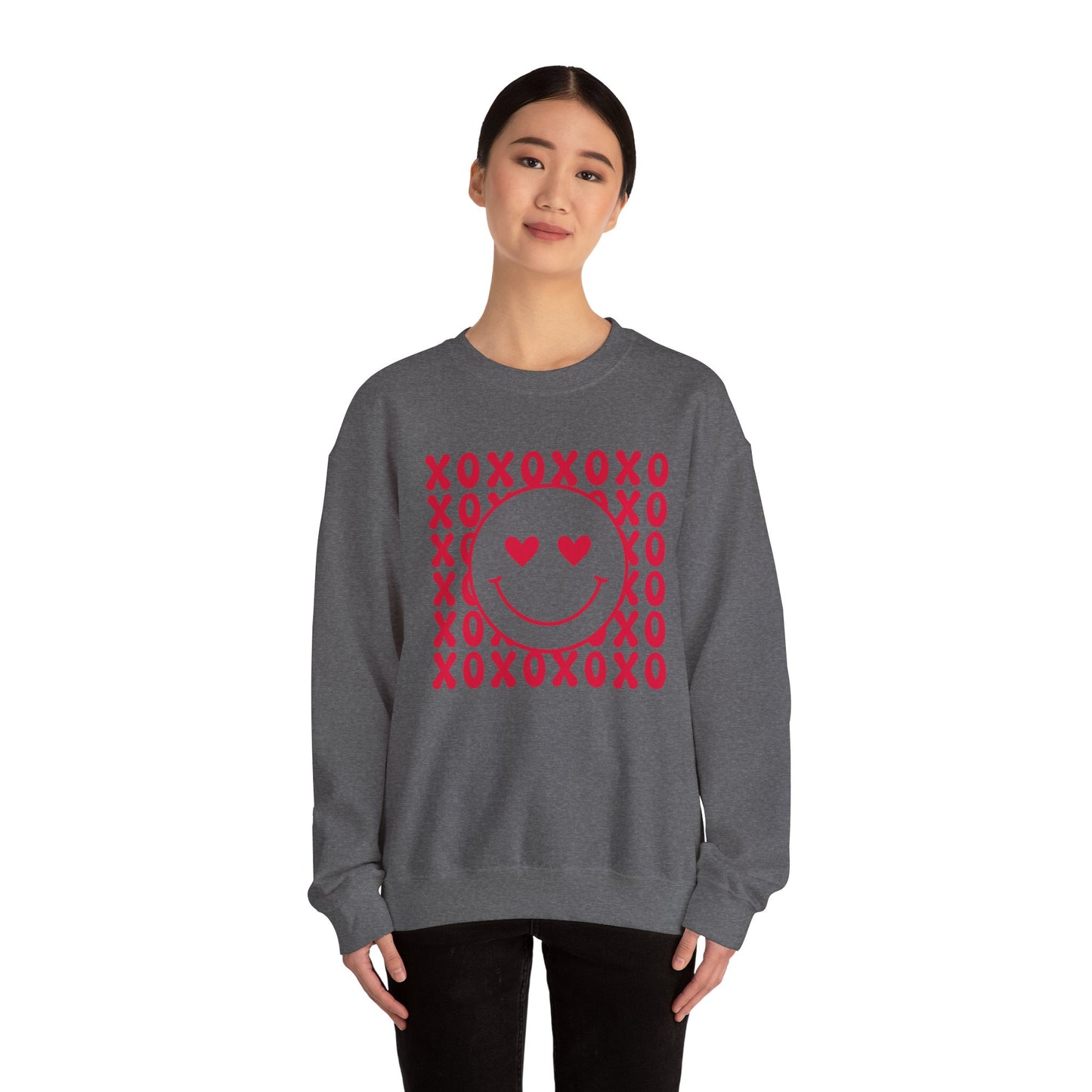 XOXO Heart Eyes Smiley Face Crewneck Sweatshirt