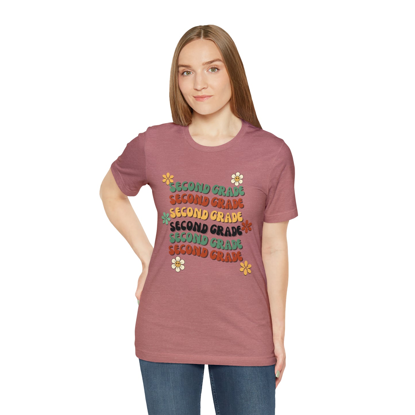 Groovy Flowers Second Grade Teacher Tee