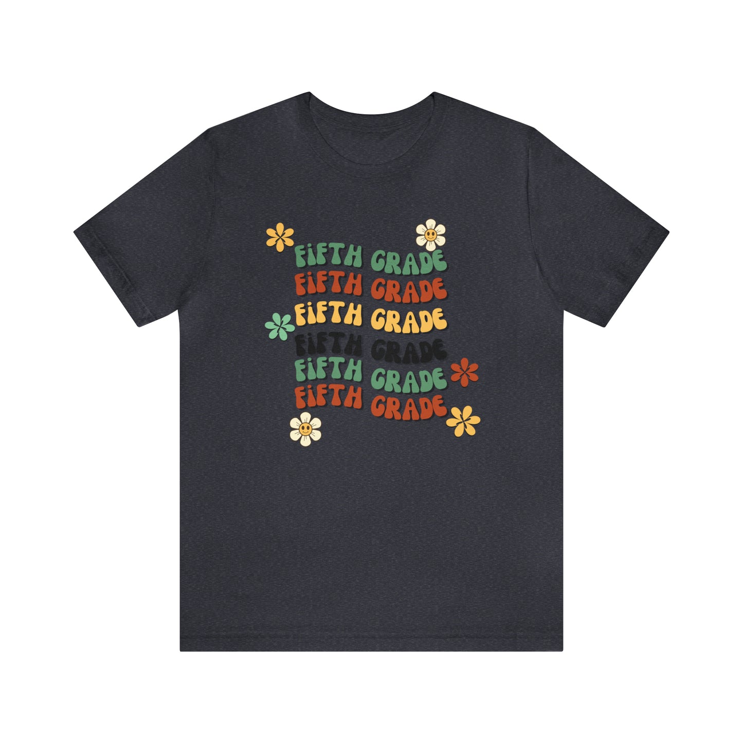 Groovy Flowers Fifth Grade Teacher Tee