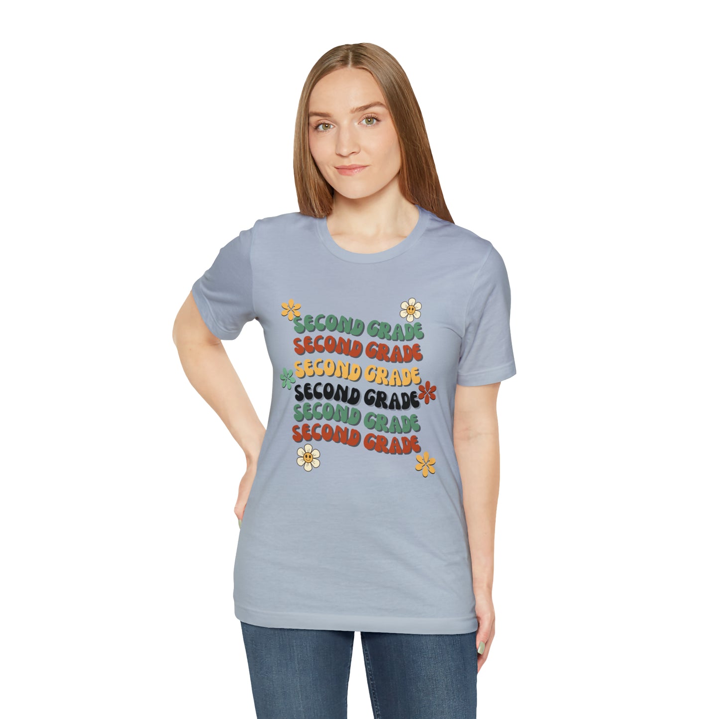 Groovy Flowers Second Grade Teacher Tee