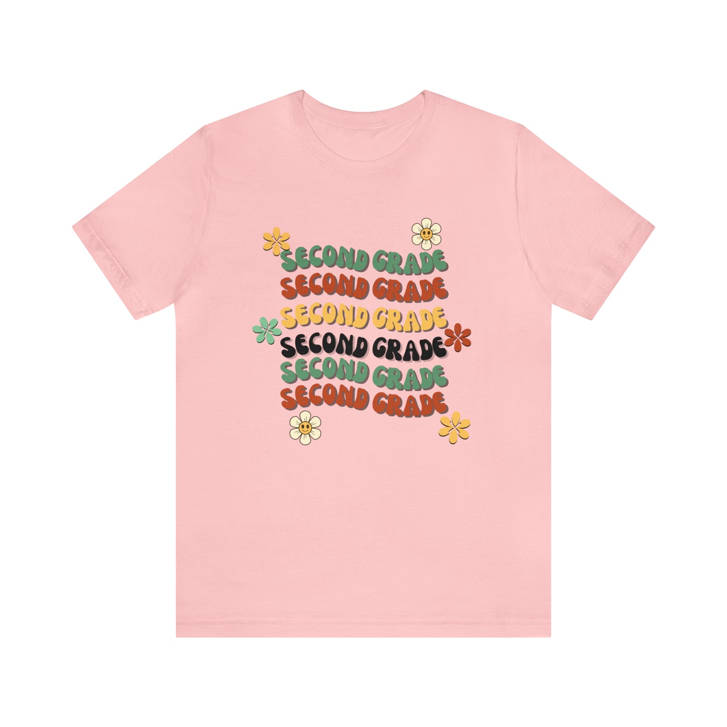 Groovy Flowers Second Grade Teacher Tee