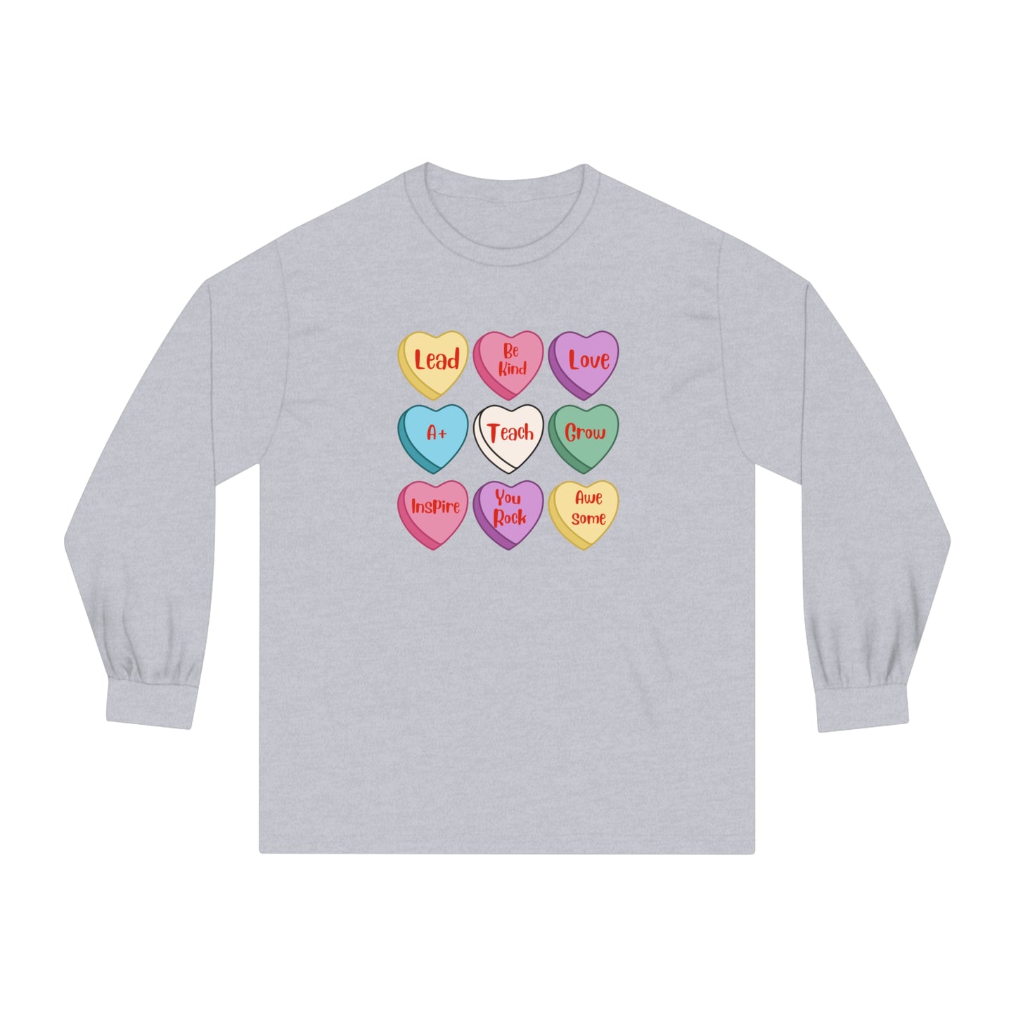 Teacher Conversation Hearts Long Sleeve T-Shirt