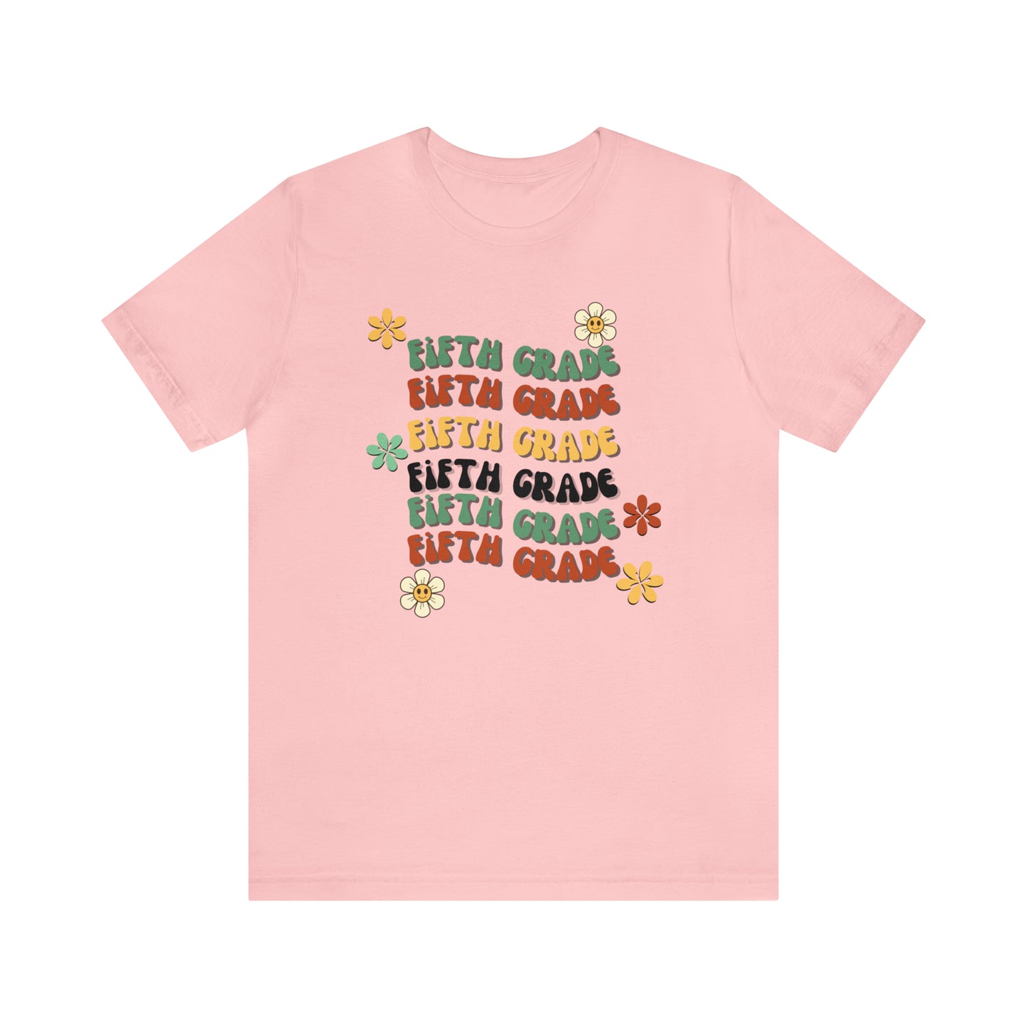 Groovy Flowers Fifth Grade Teacher Tee