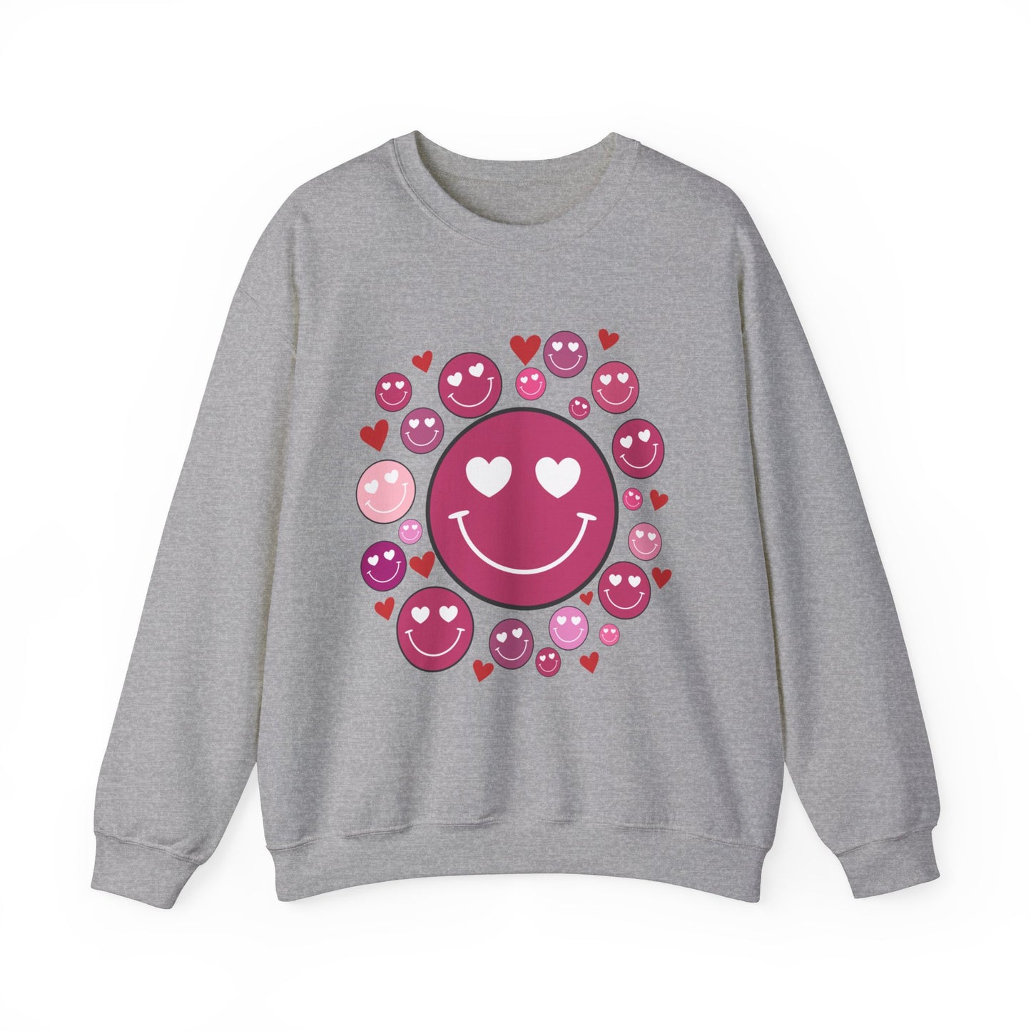 Heart Smiley Faces Crewneck Sweatshirt