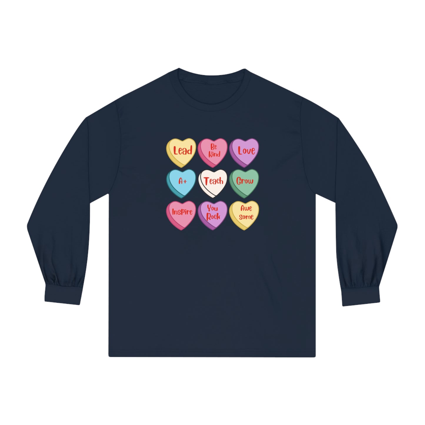 Teacher Conversation Hearts Long Sleeve T-Shirt