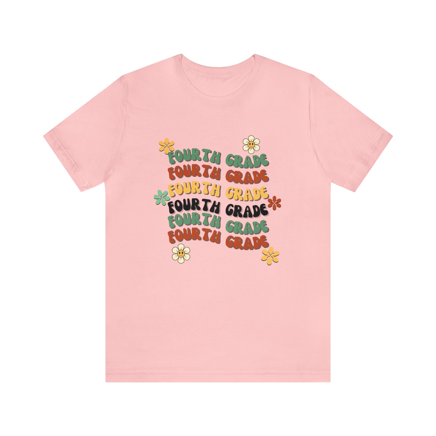 Groovy Flowers Fourth Grade Teacher Tee