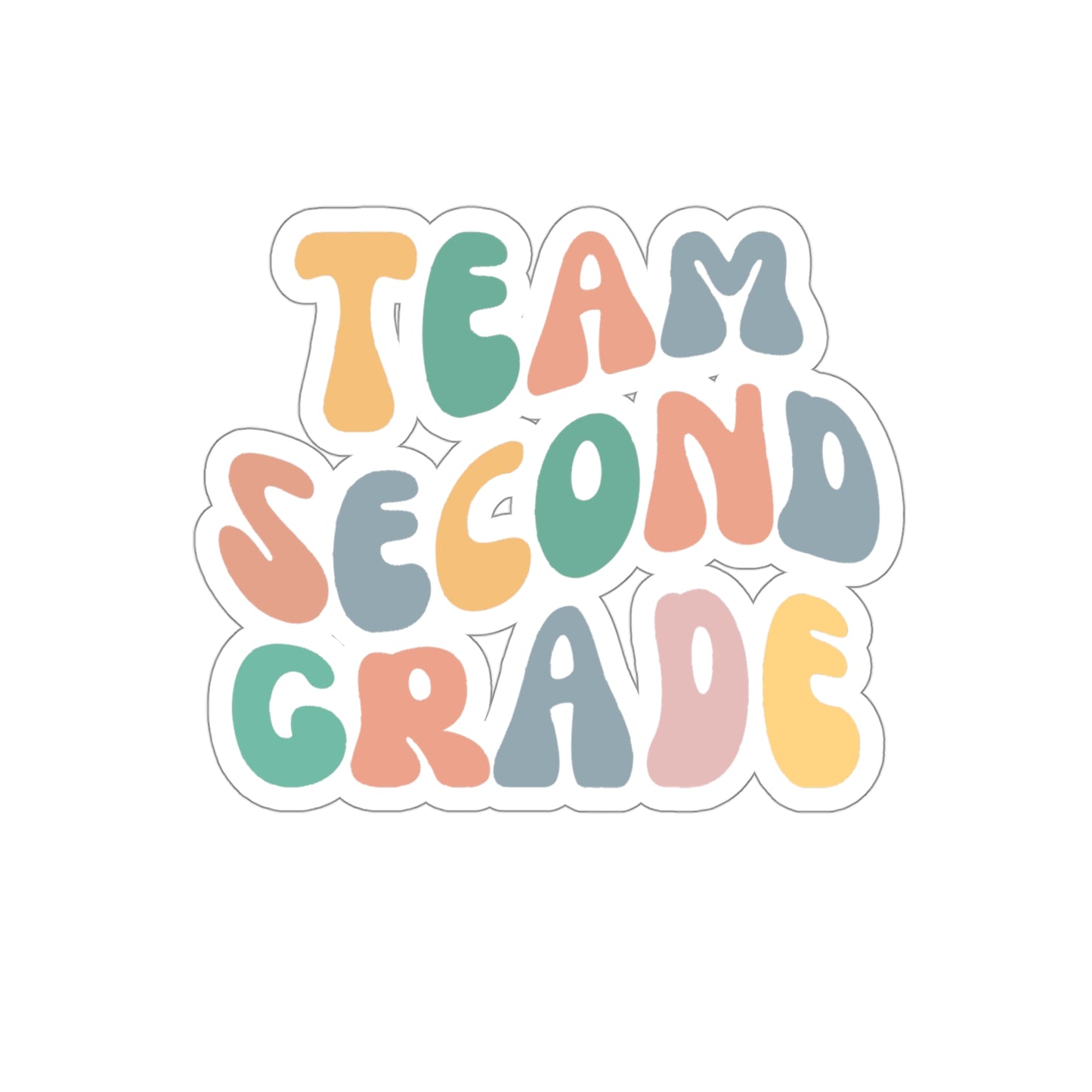 Cool Retro Team Second Grade Sticker