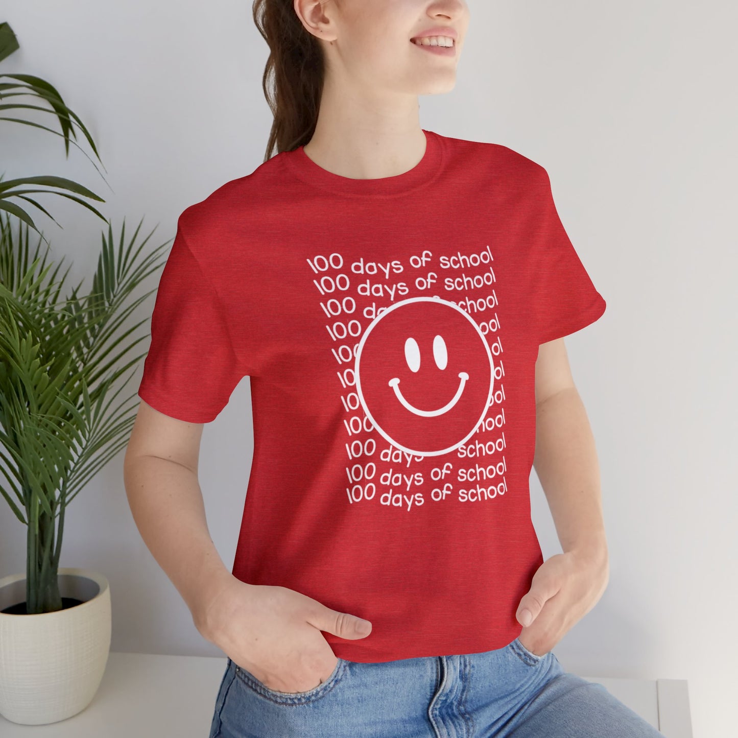 Smiley Face 100 Days of School Short Sleeve Tee