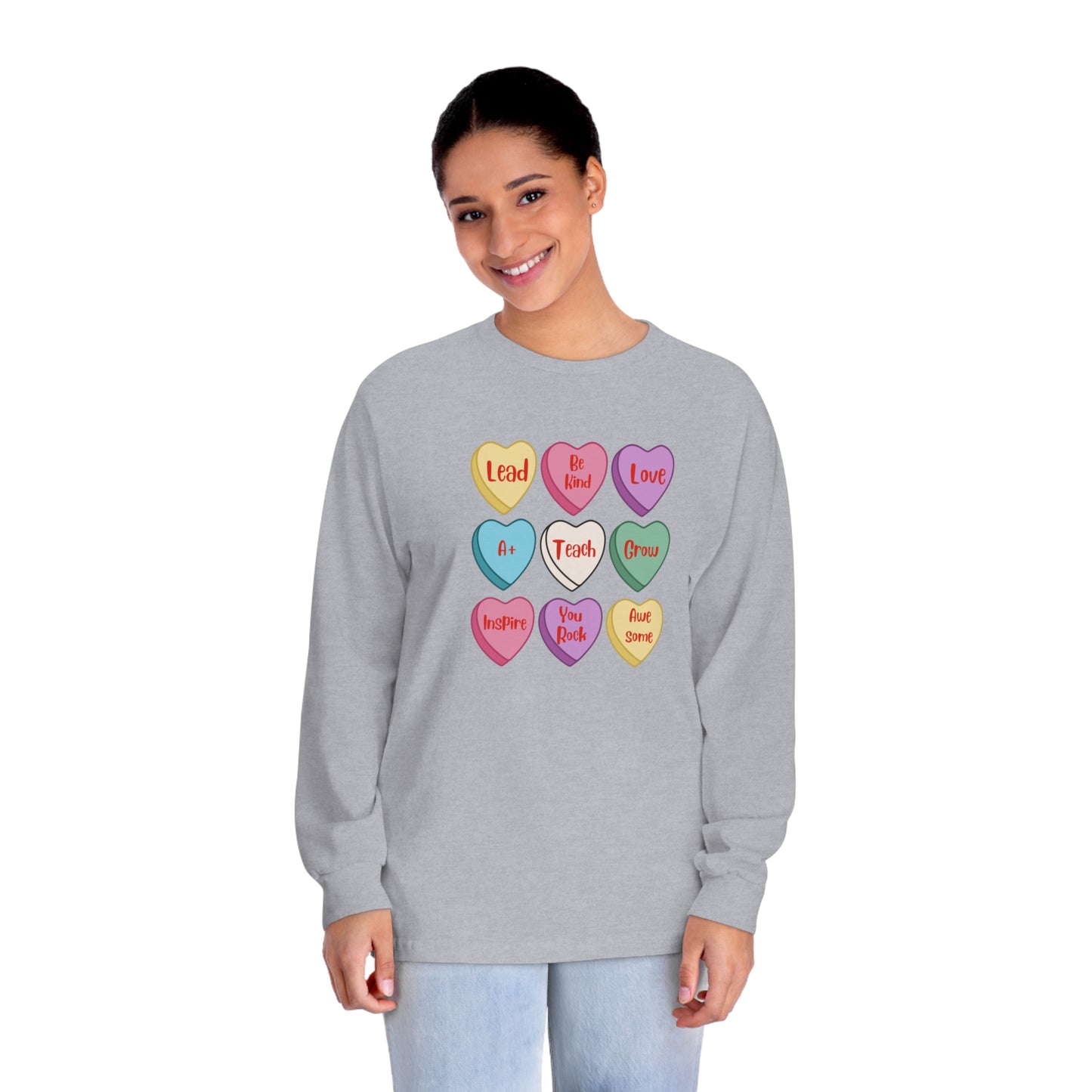 Teacher Conversation Hearts Long Sleeve T-Shirt