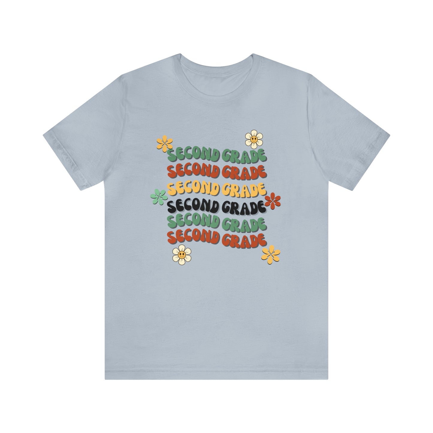 Groovy Flowers Second Grade Teacher Tee