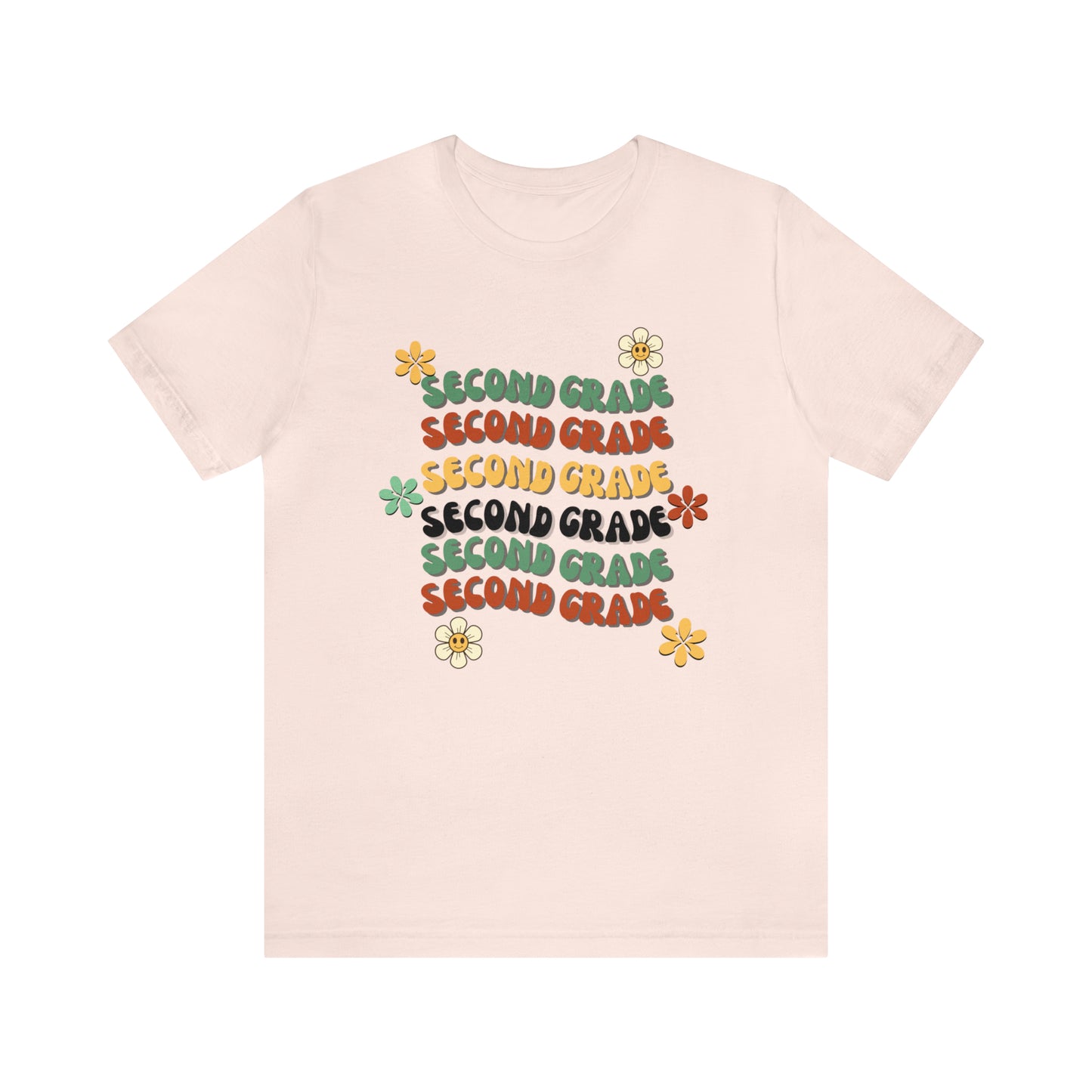 Groovy Flowers Second Grade Teacher Tee