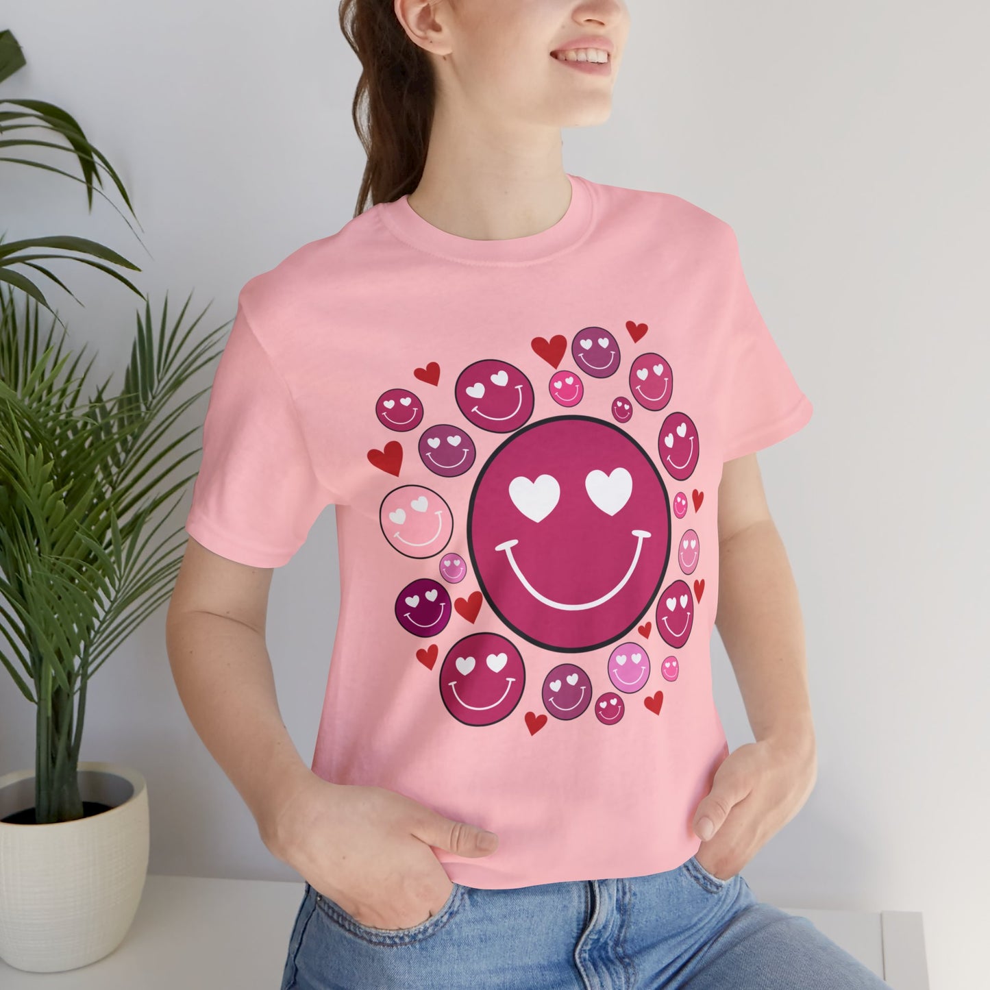 Heart Smiley Faces Short Sleeve Tee