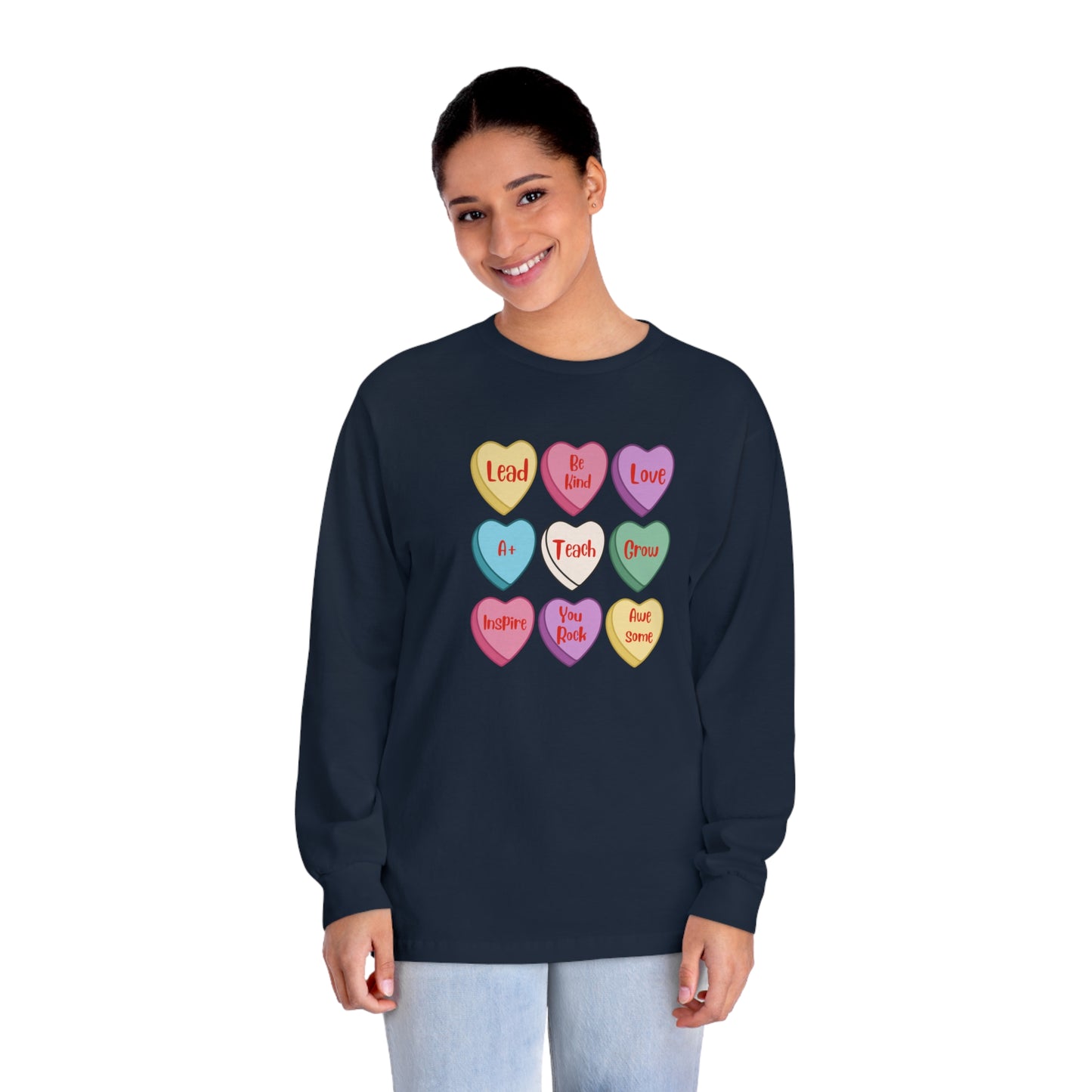 Teacher Conversation Hearts Long Sleeve T-Shirt