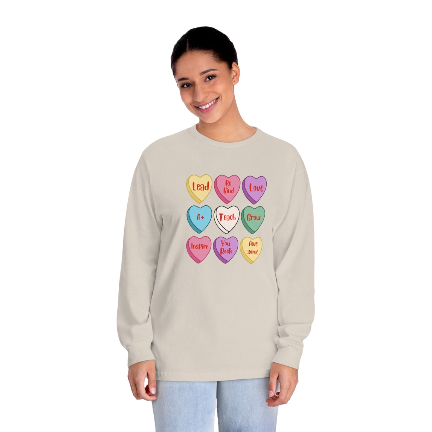 Teacher Conversation Hearts Long Sleeve T-Shirt